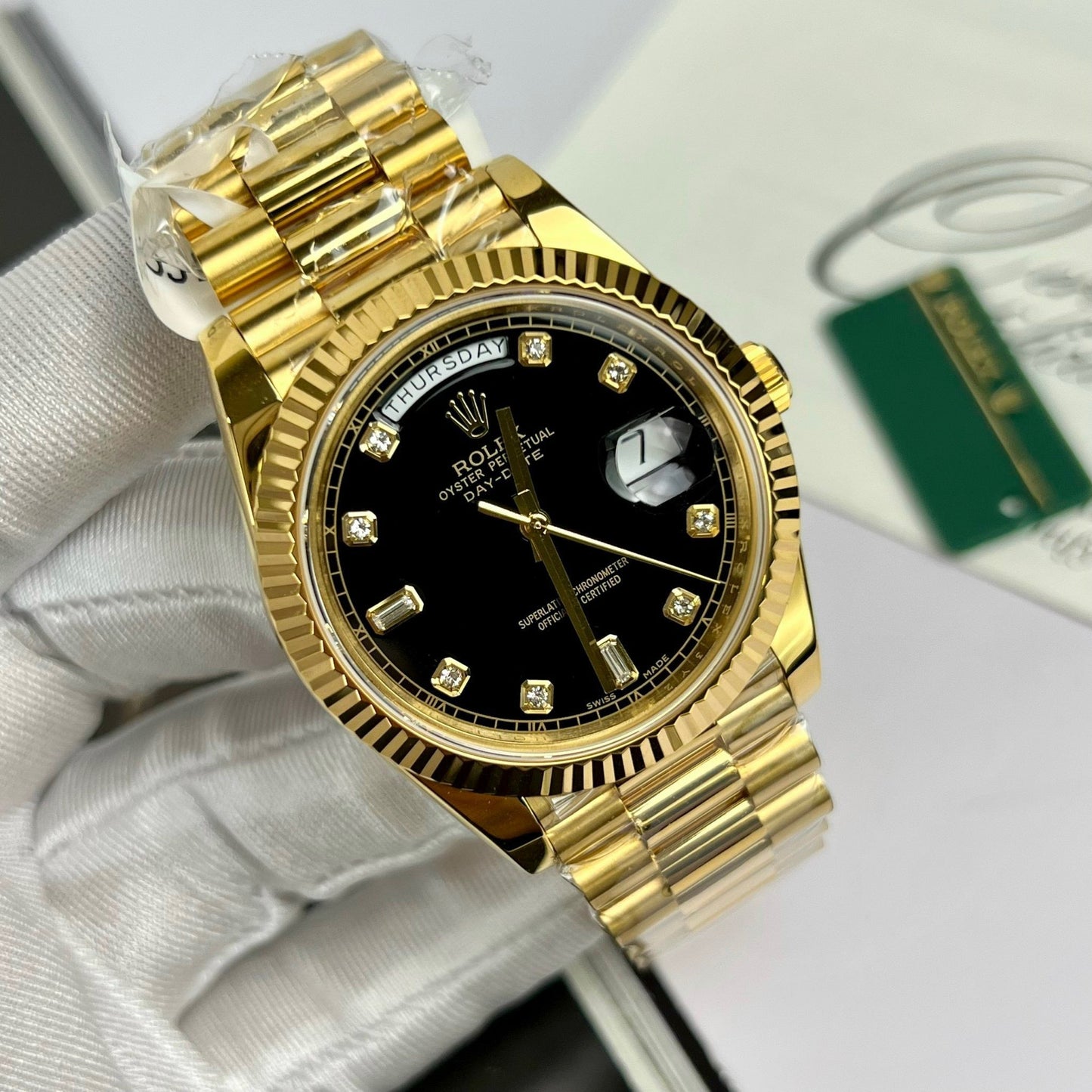 Rolex Day-Date 36 Gold Watch 118238-0111 Banhado a ouro 18k com 130 gramas da GM Factory