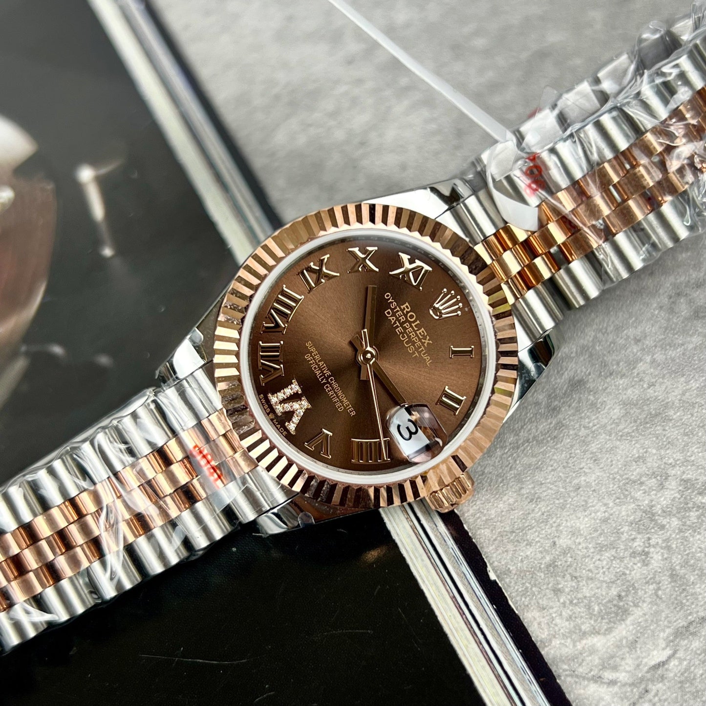 Rolex Datejust 31 Uhr mit schokoladenbraunem Zifferblatt 178271, beste 1:1-Edition, 18 Karat beschichtetes Roségold, GM