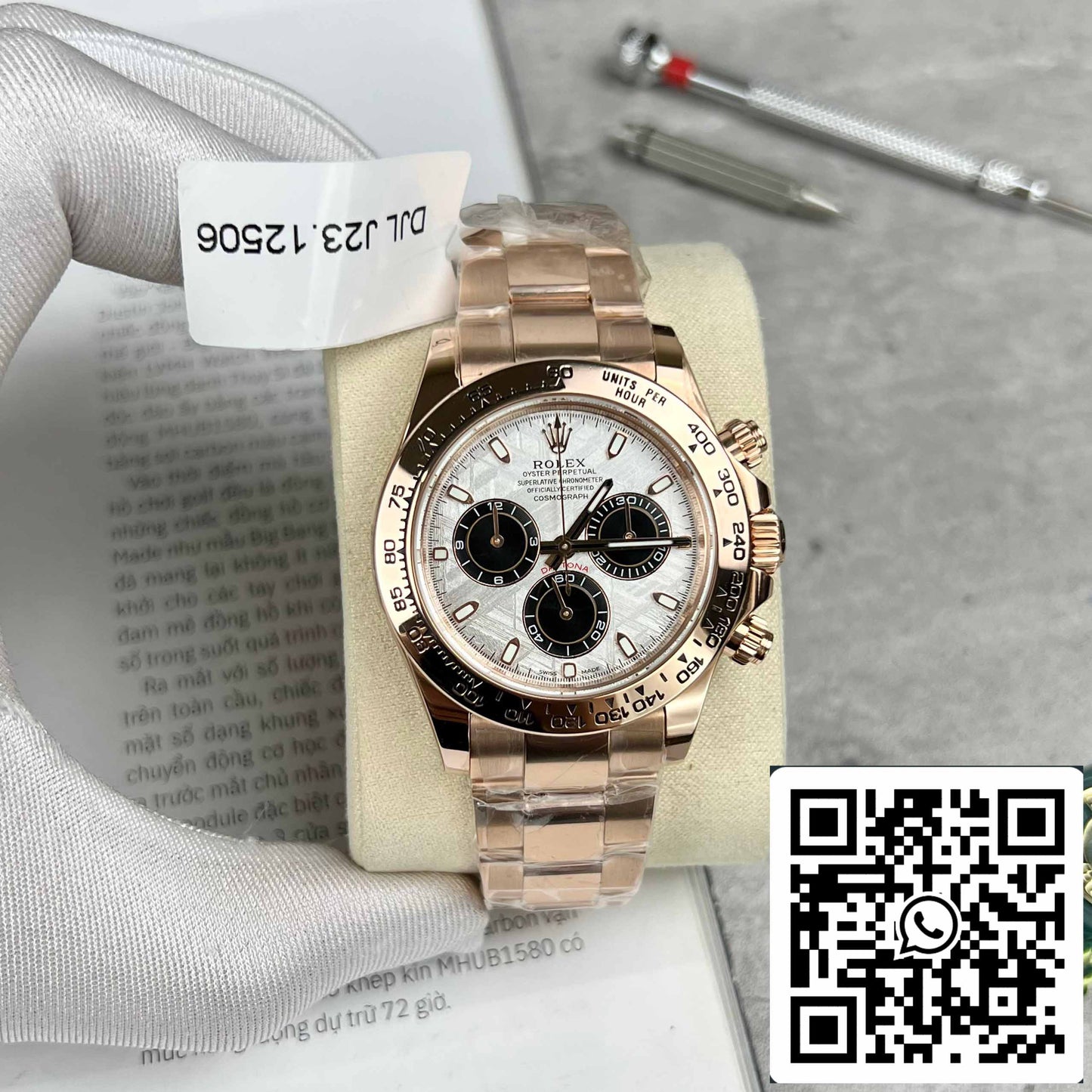 Meilleure réplique ROLEX Cosmograph Daytona 116505 Cadran météorite en or rose - Revêtement en or rose 18 carats