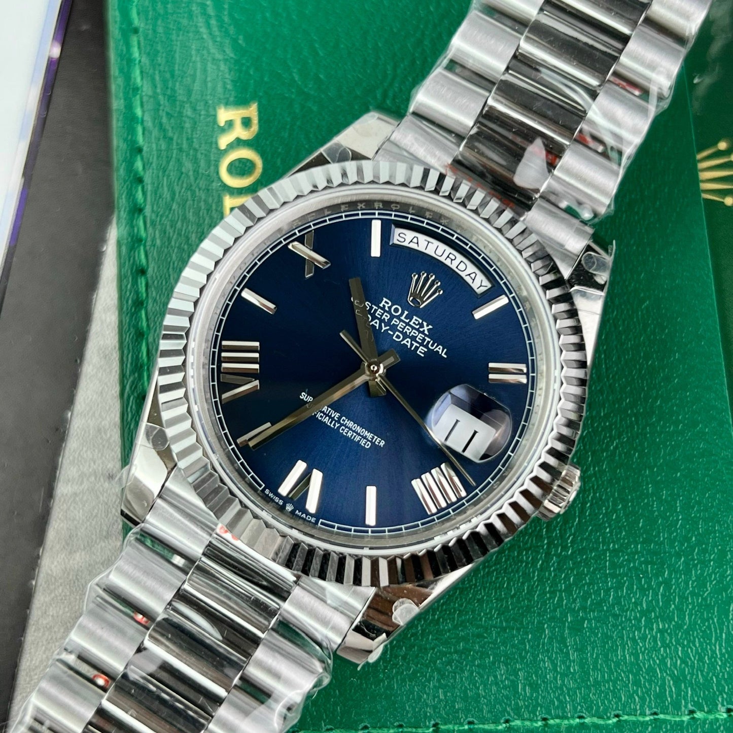 Rolex Day Date M228236-0007 1:1 Meilleure édition GM Factory V2 Cadran bleu