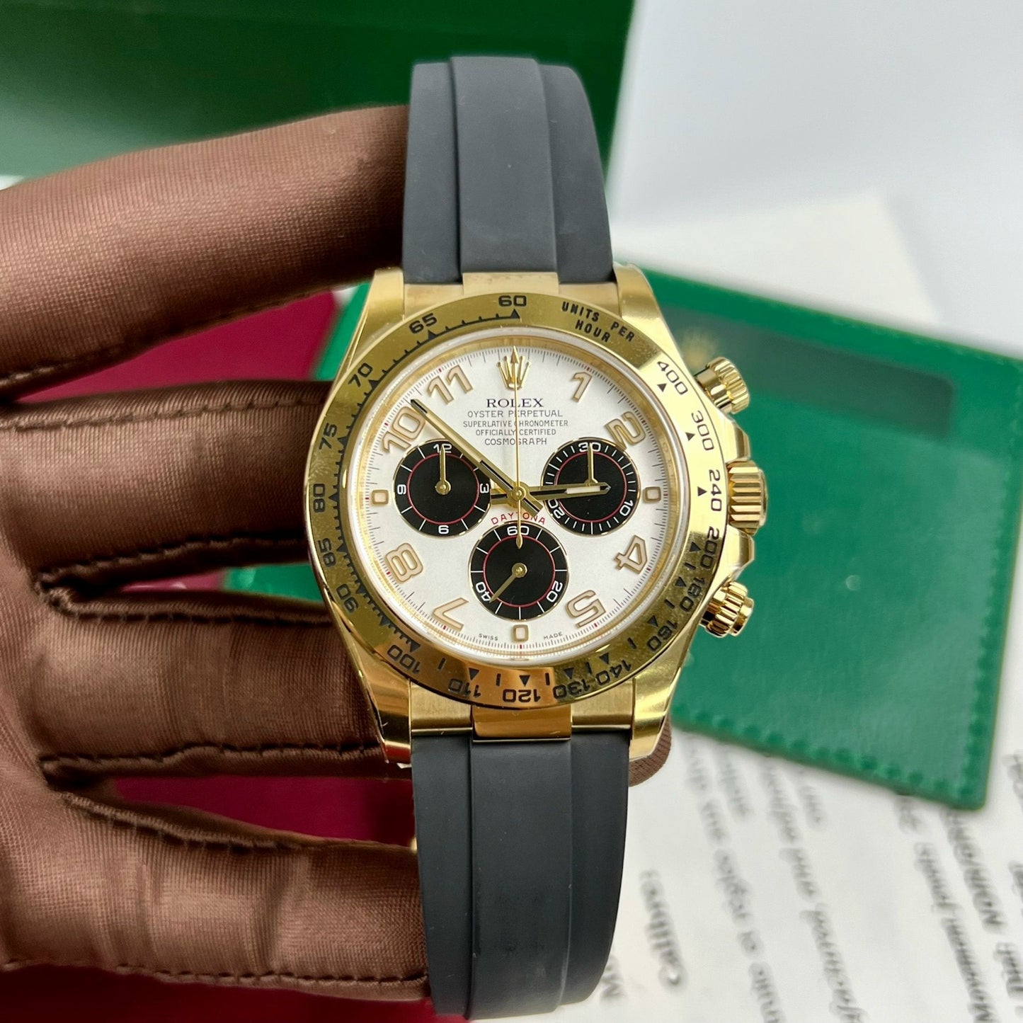 Rolex Cosmograph Daytona 116528 1:1 Melhor Edição Pulseira de Borracha de Fábrica Limpa