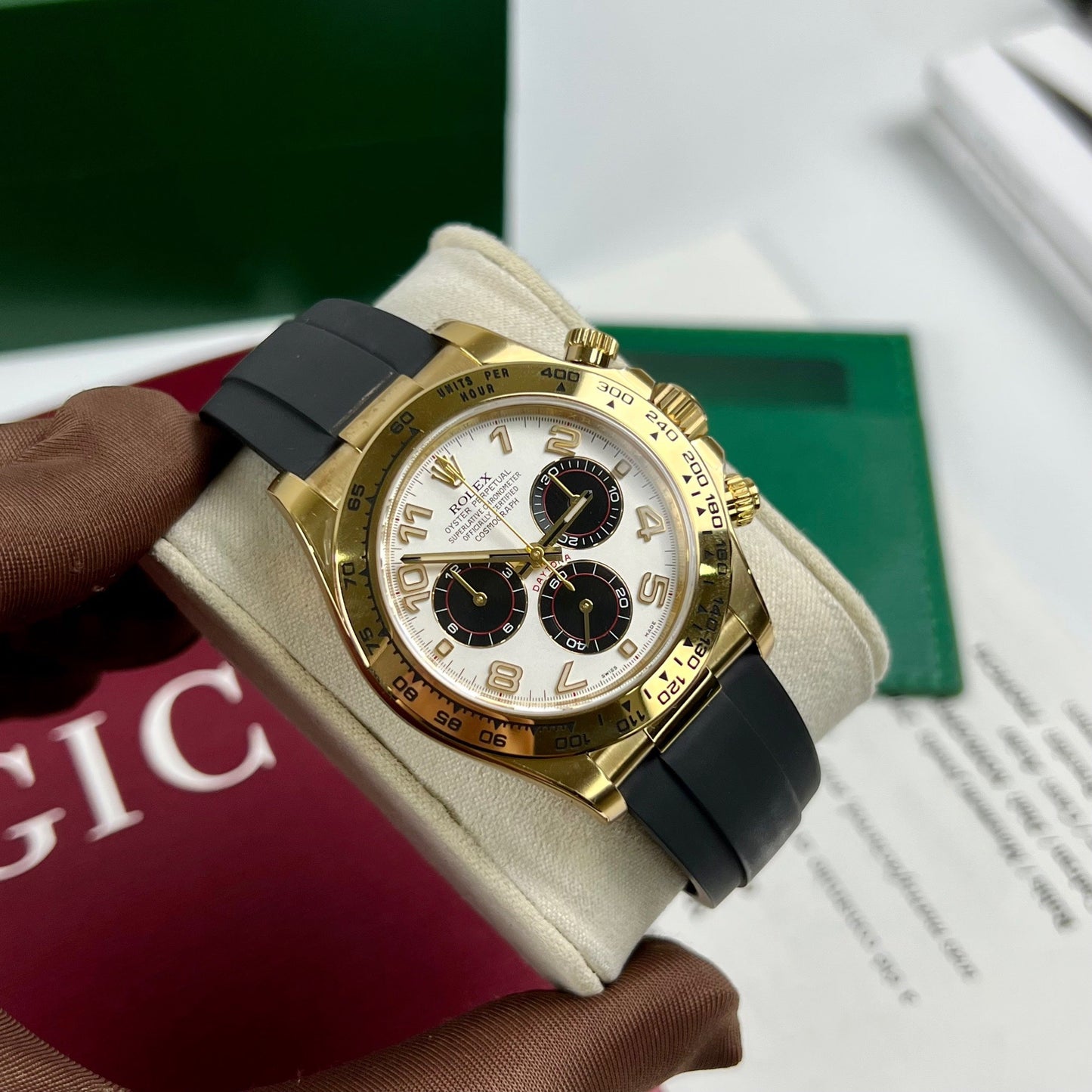 Rolex Cosmograph Daytona 116528 1:1 Melhor Edição Pulseira de Borracha de Fábrica Limpa