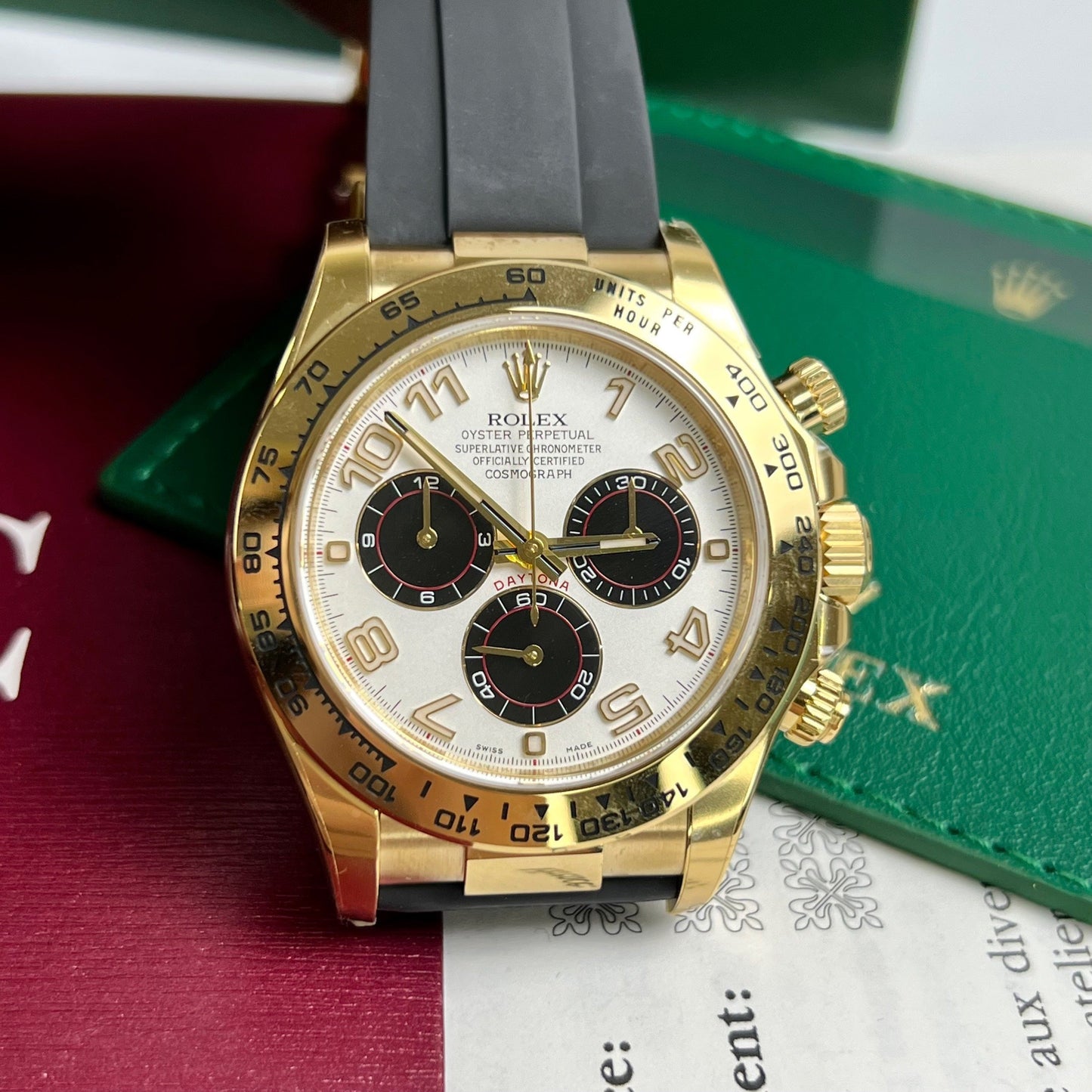 Rolex Cosmograph Daytona 116528 1:1 Melhor Edição Pulseira de Borracha de Fábrica Limpa