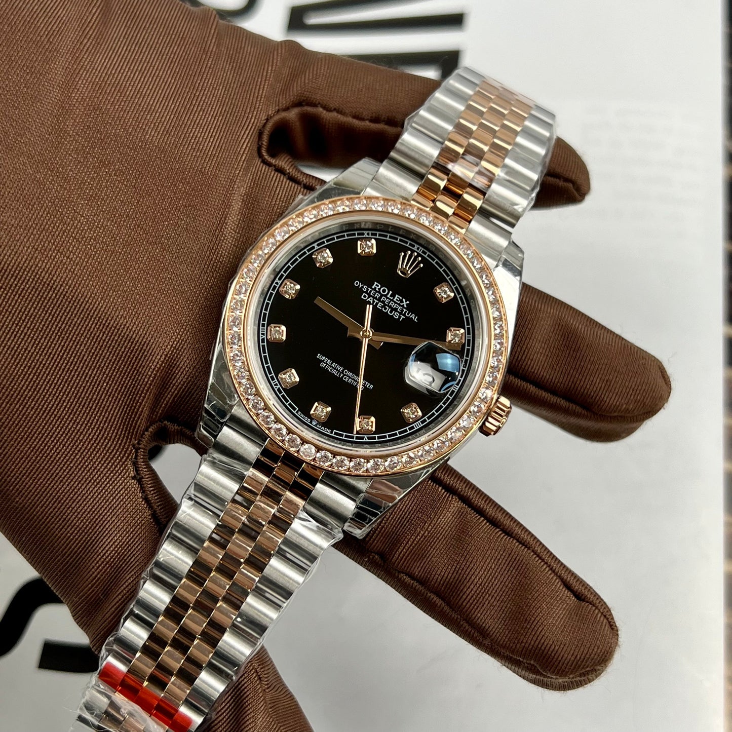 Rolex Datejust 36 mm preto com diamantes mostrador 126281RBR 1:1 Best Edition EW Factory mostrador preto suíço ETA3235