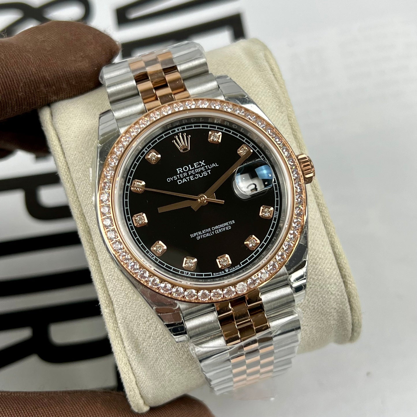 Rolex Datejust 36 mm preto com diamantes mostrador 126281RBR 1:1 Best Edition EW Factory mostrador preto suíço ETA3235