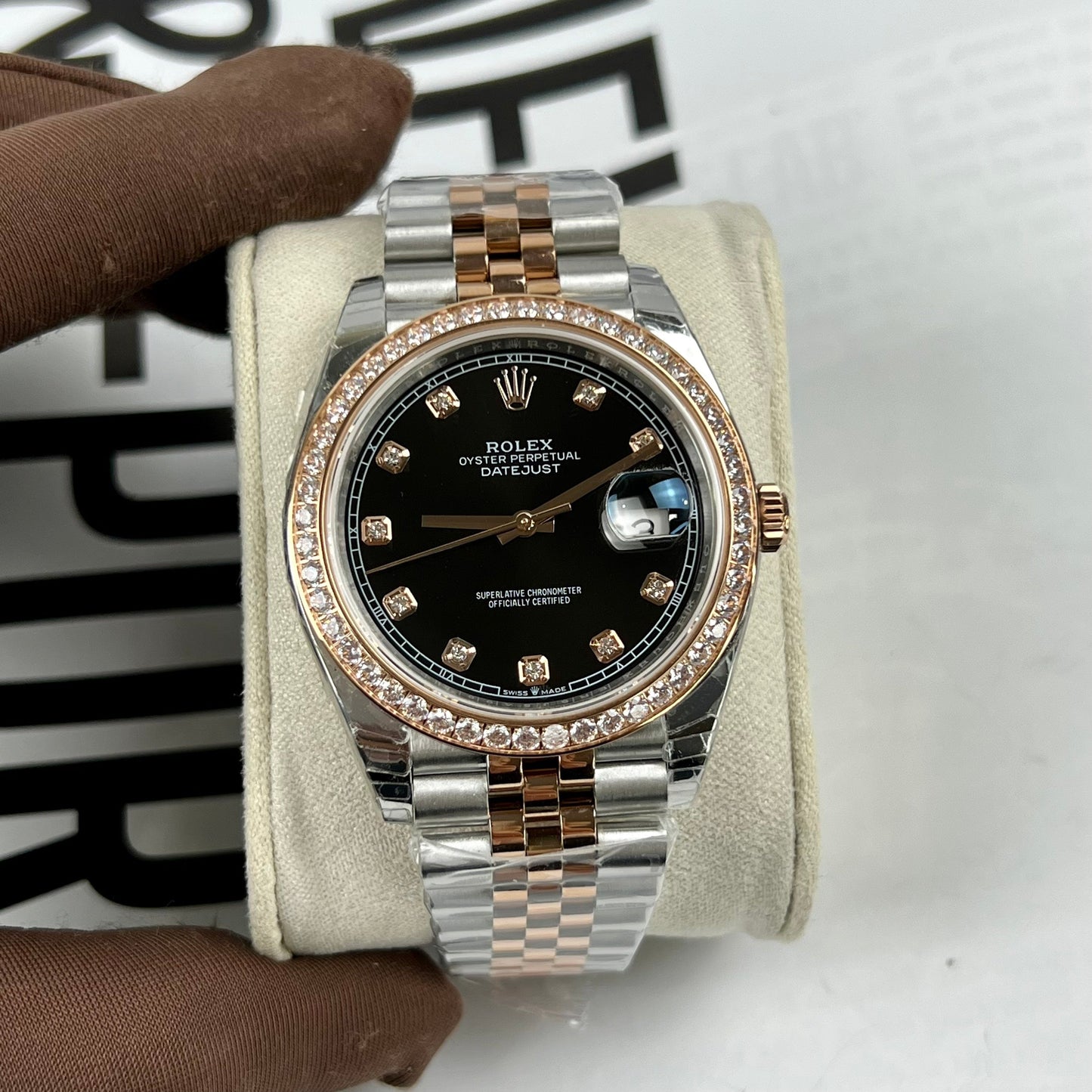 Rolex Datejust 36 mm preto com diamantes mostrador 126281RBR 1:1 Best Edition EW Factory mostrador preto suíço ETA3235