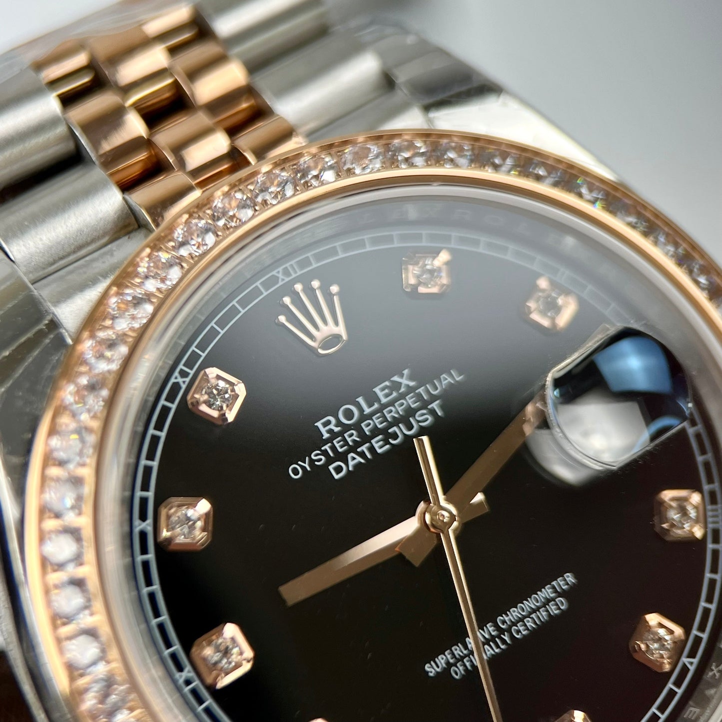 Rolex Datejust 36 mm preto com diamantes mostrador 126281RBR 1:1 Best Edition EW Factory mostrador preto suíço ETA3235