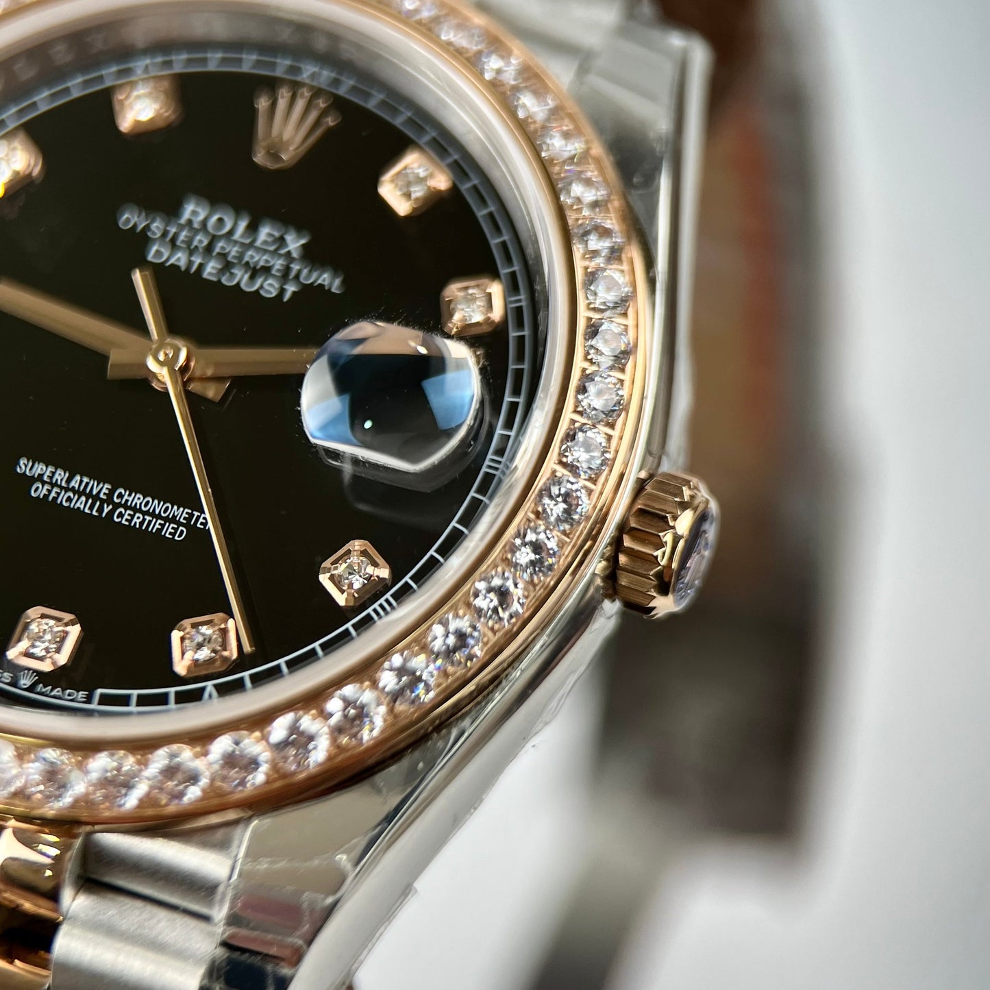 Rolex Datejust 36 mm preto com diamantes mostrador 126281RBR 1:1 Best Edition EW Factory mostrador preto suíço ETA3235