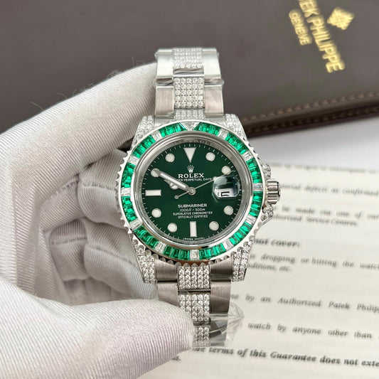 Rolex Submariner Hulk Oystersteel personalizzato Moissanite Diamanti super vip