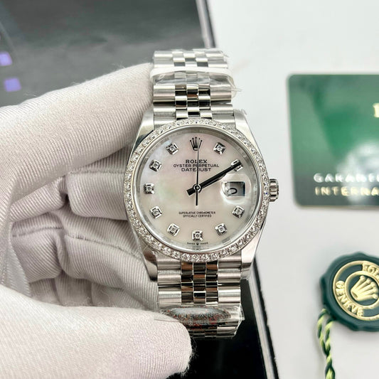 Rolex Datejust M278274-0006 Perlmutt-Zifferblatt, individuelle Diamant-Lünette