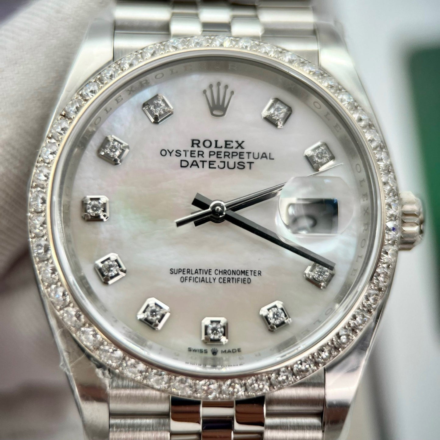 Rolex Datejust M278274-0006 Mother Of Pearl Dial custom Diamonds Bezel