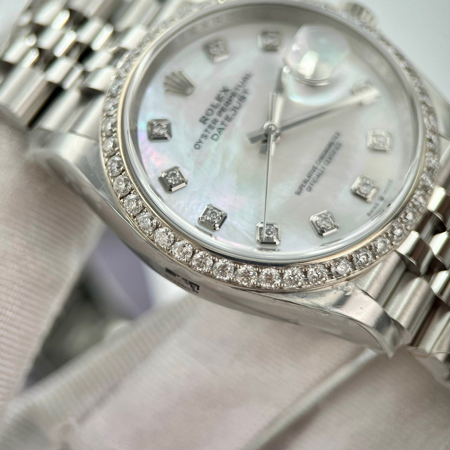 Rolex Datejust M278274-0006 Mother Of Pearl Dial custom Diamonds Bezel