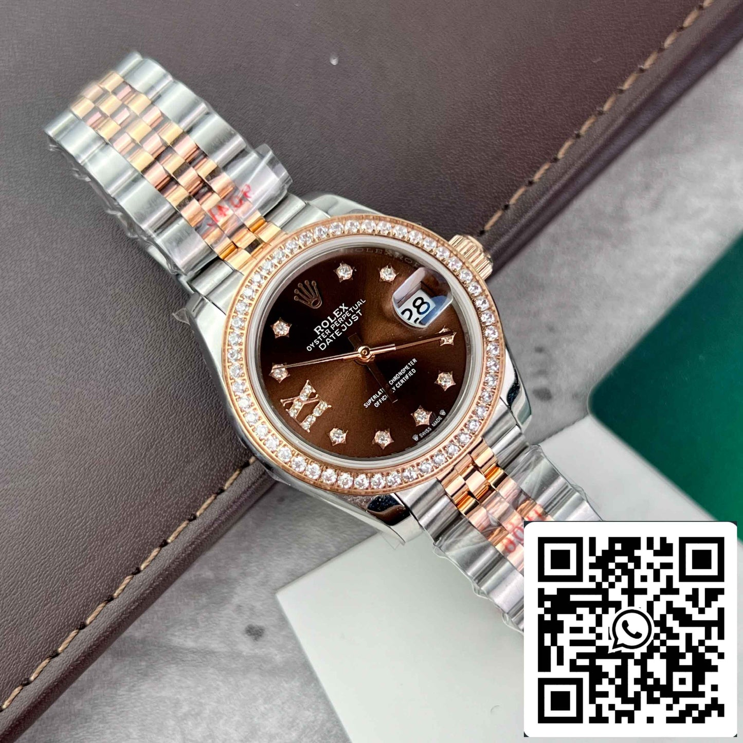 Replica Rolex Lady-Datejust 28 279171-0003 Quadrante color cioccolato EW Factory Best Edition