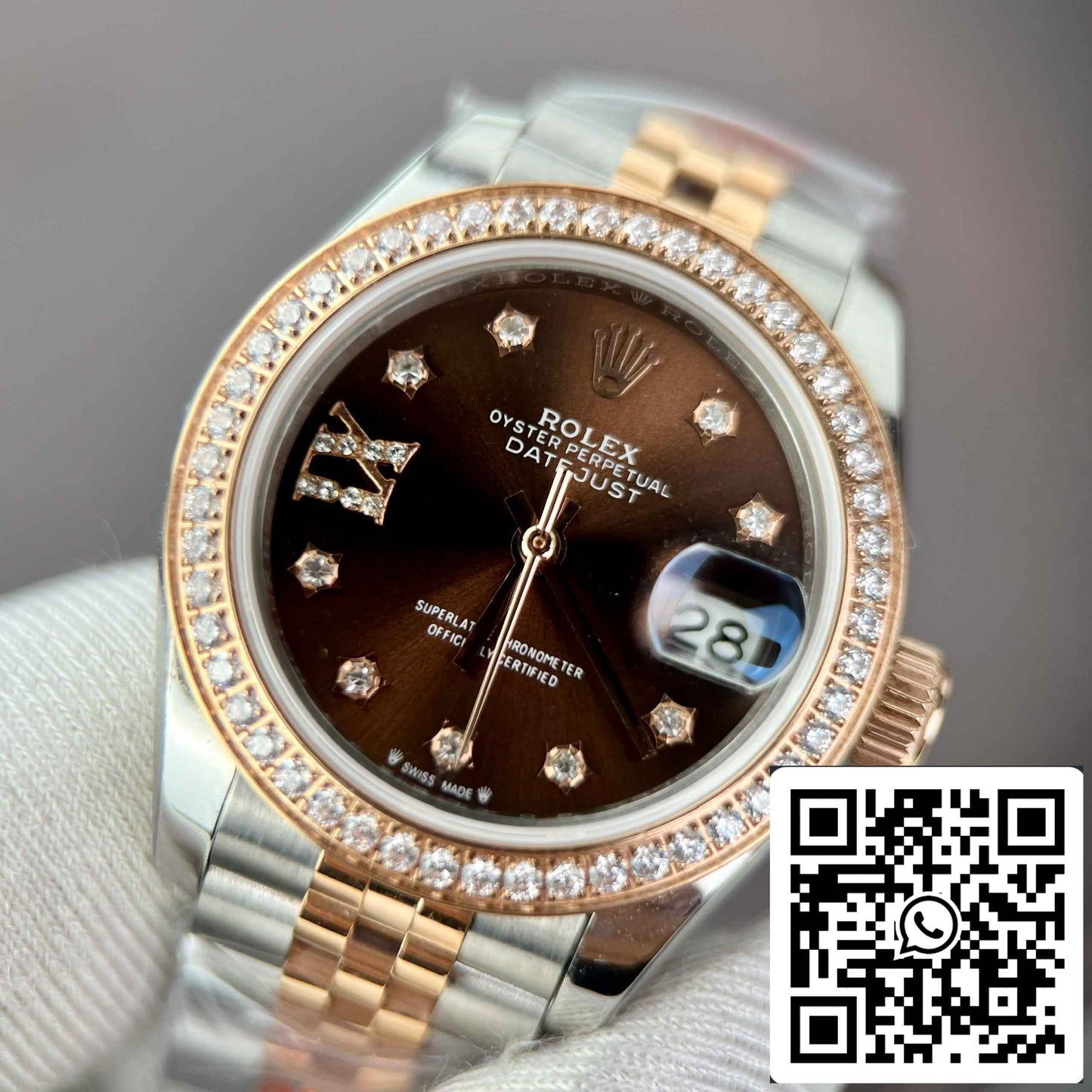 Replica Rolex Lady-Datejust 28 279171-0003 Quadrante color cioccolato EW Factory Best Edition