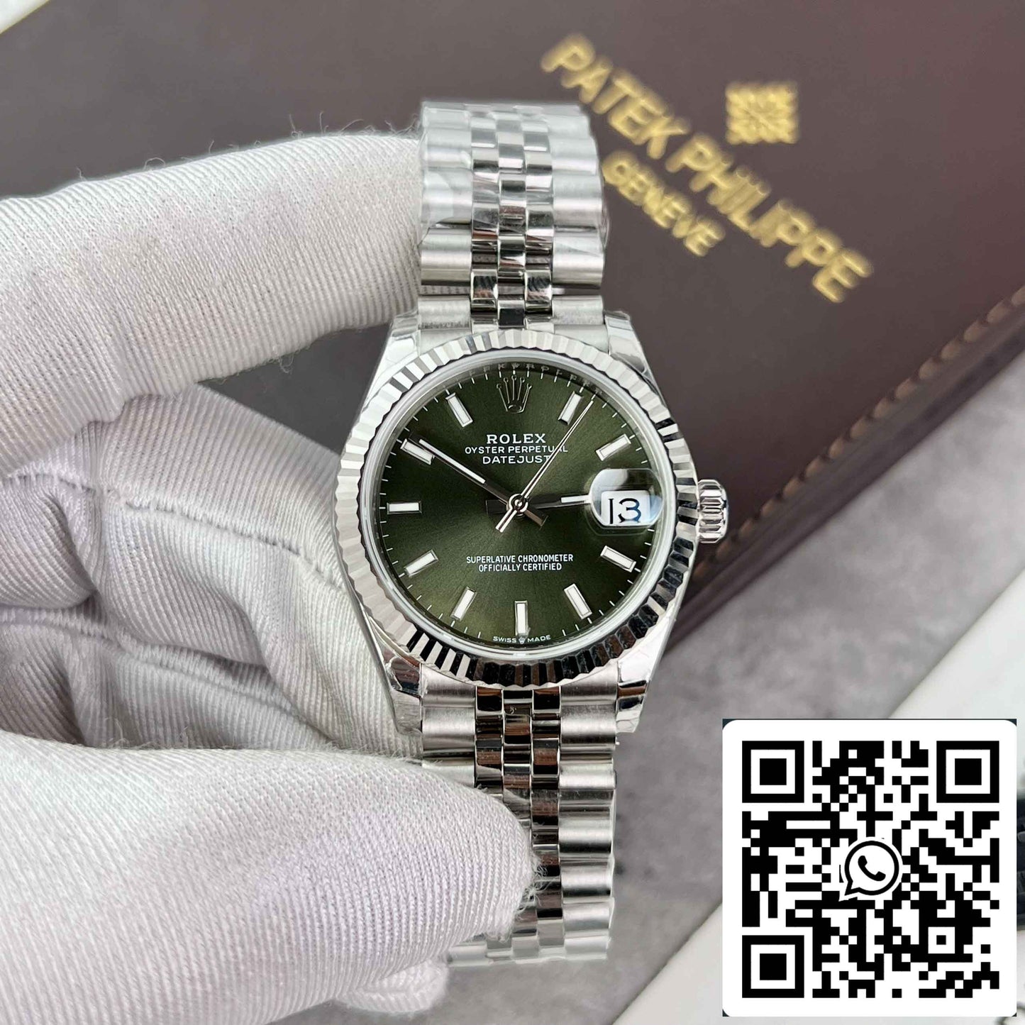 Replica Rolex Datejust 31 278274-0018 EW Factory 31mm quadrante verde oliva