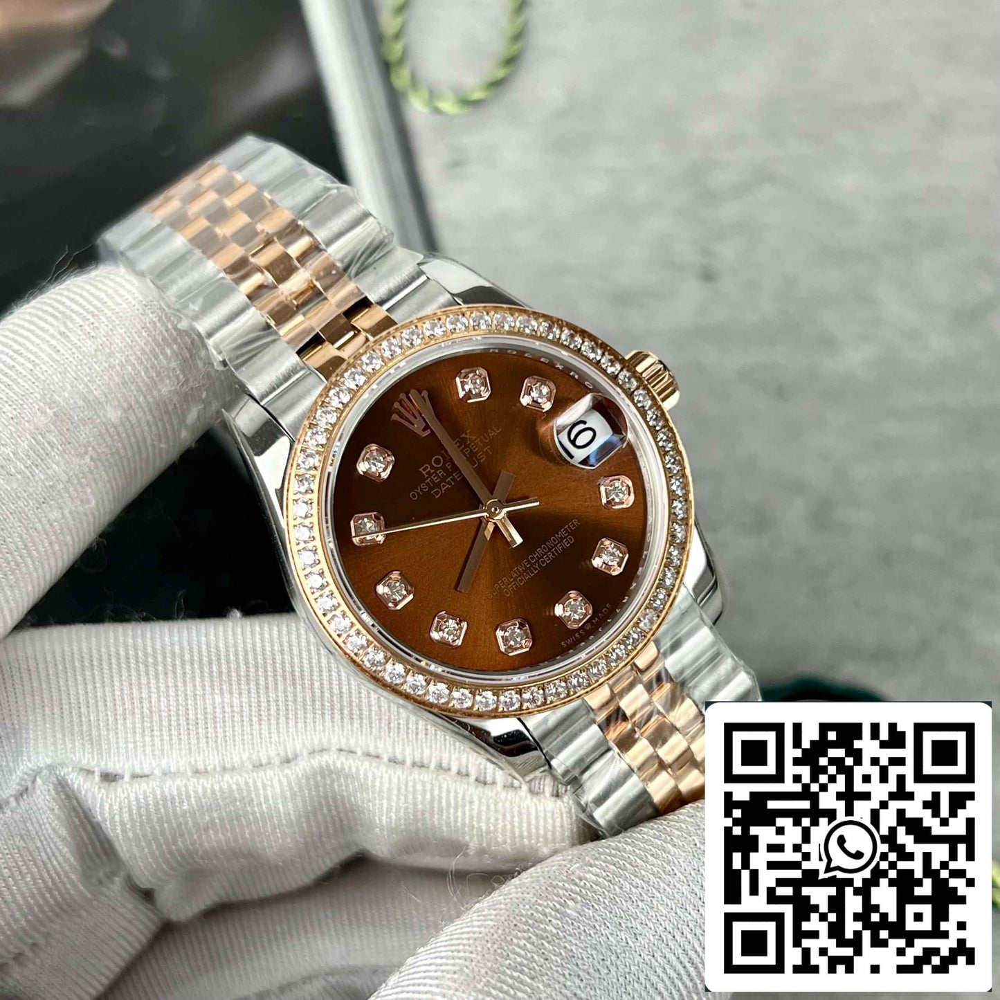 Replica Rolex Lady-Datejust M279171-0011 Oystersteel EW Fabbrica Lunetta Pietra