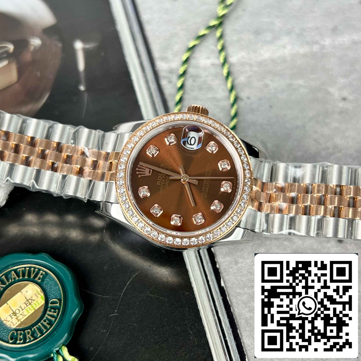 Replica Rolex Lady-Datejust M279171-0011 Oystersteel EW Fabbrica Lunetta Pietra