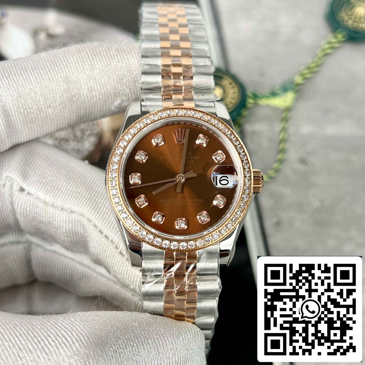 Replica Rolex Lady-Datejust M279171-0011 Oystersteel EW Fabbrica Lunetta Pietra