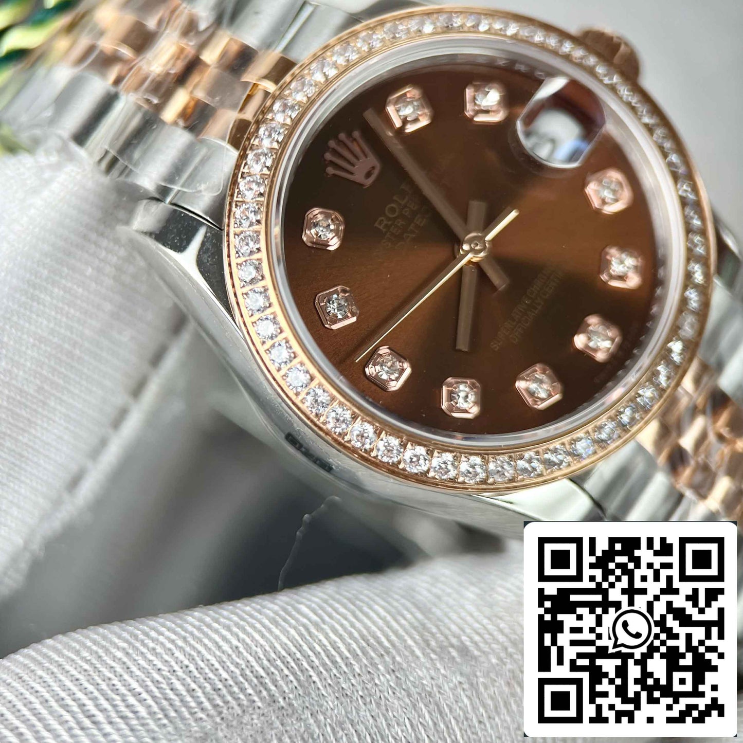 Replica Rolex Lady-Datejust M279171-0011 Oystersteel EW Fabbrica Lunetta Pietra