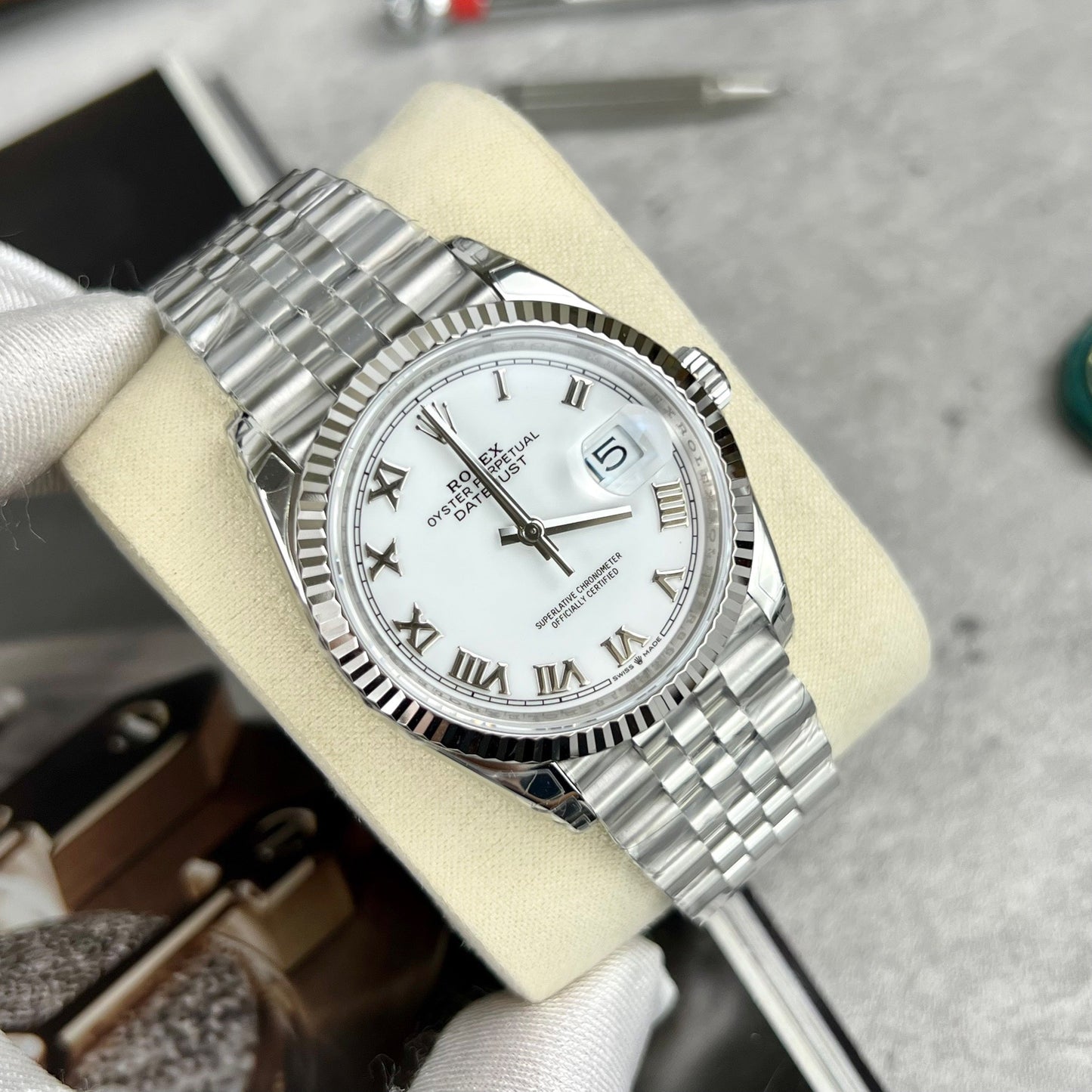 Réplica Rolex Datejust M126234-0025 36MM 1:1 Melhor Edição VS Fábrica de Aço Inoxidável