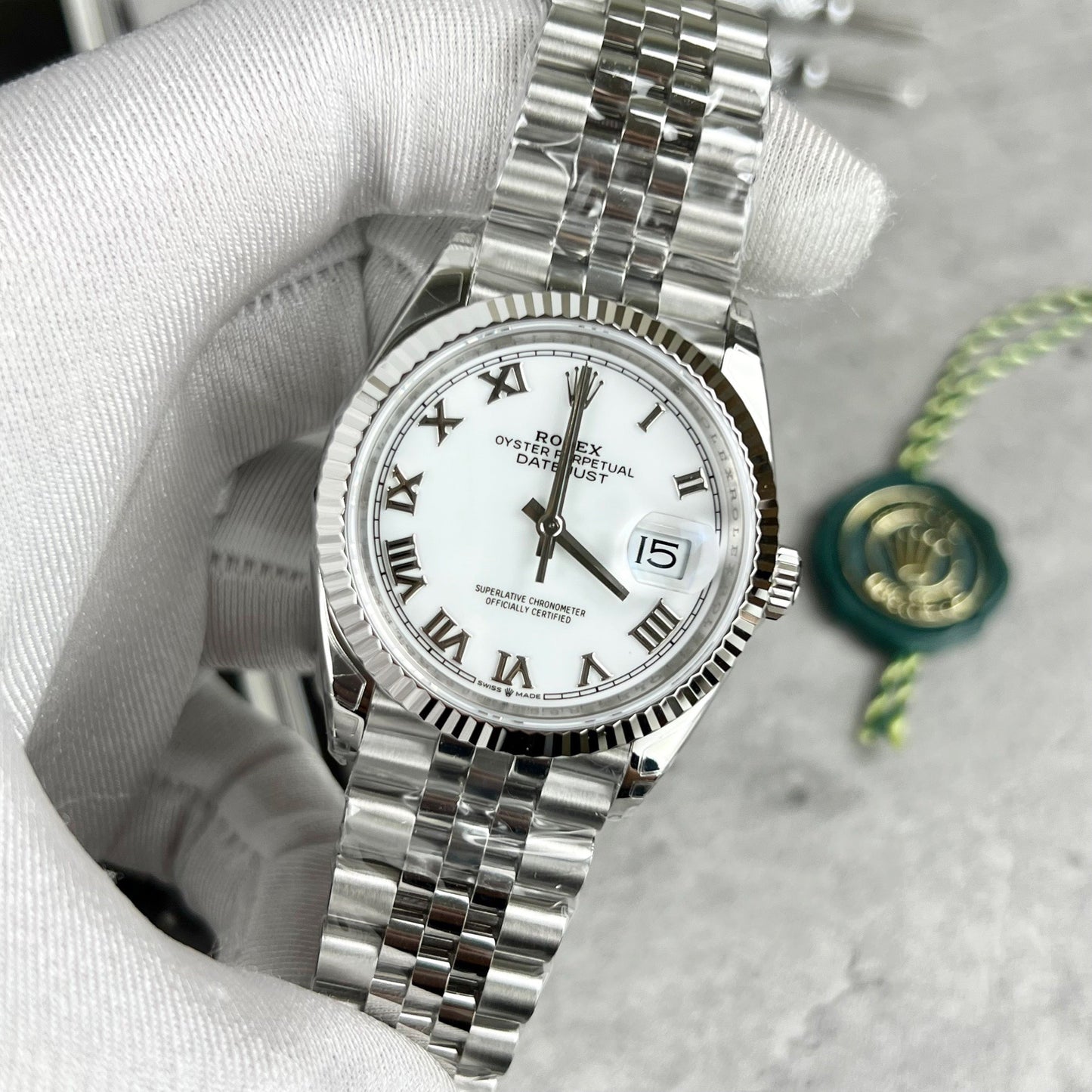 Réplica Rolex Datejust M126234-0025 36MM 1:1 Melhor Edição VS Fábrica de Aço Inoxidável