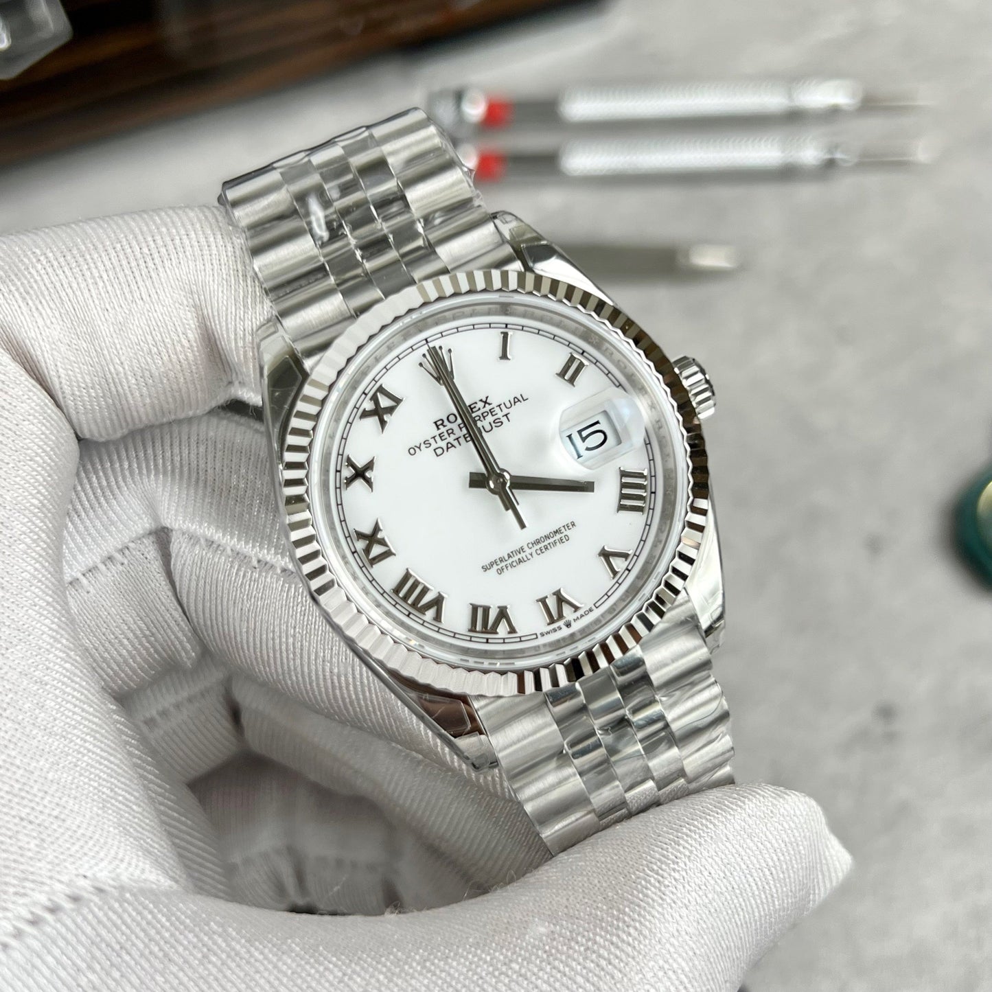 Réplica Rolex Datejust M126234-0025 36MM 1:1 Melhor Edição VS Fábrica de Aço Inoxidável