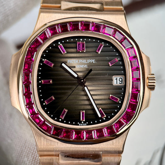 Patek Philippe Nautilus 5711 18 Karat Roségold 1:1 beste Edition PPF Factory Custom Ruby Stone