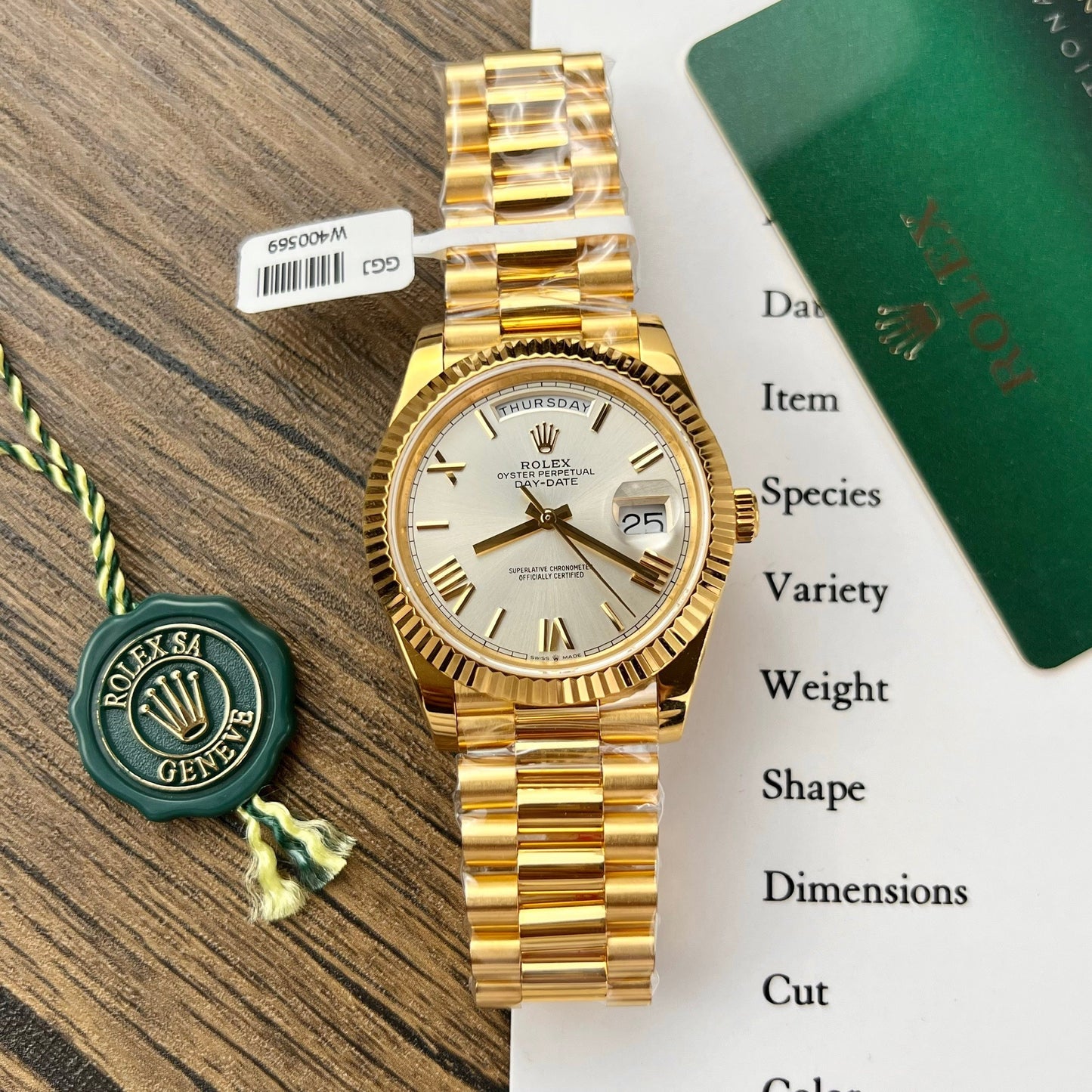 Rolex Day Date 228238 40MM 1:1 meilleure édition or jaune 18 carats argent cadran romain version contrepoids d'usine GM