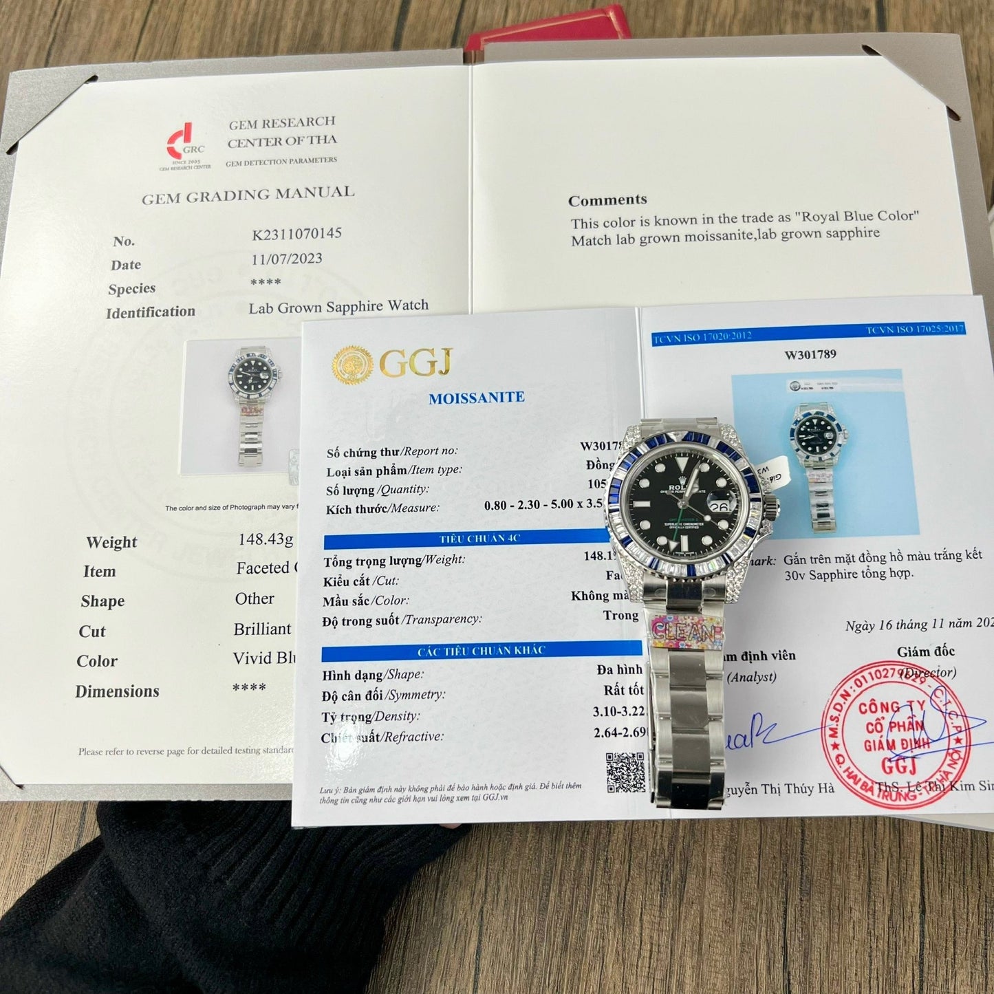 Rolex GMT Master II 116759SARU 1:1 meilleure édition Custom Ruby Sapphire et Moissanite Black Dial