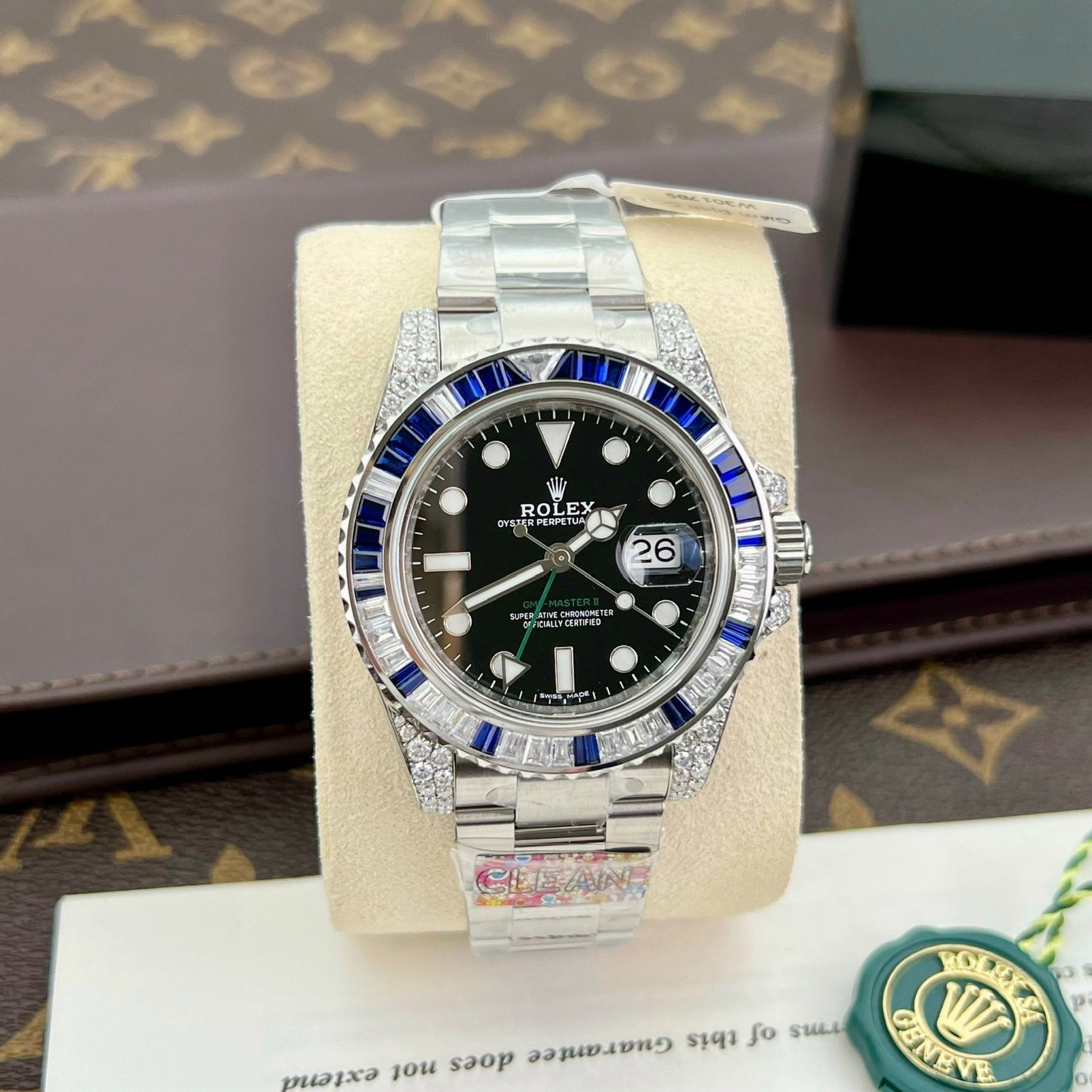 Rolex GMT Master II 116759SARU 1:1 meilleure édition Custom Ruby Sapphire et Moissanite Black Dial