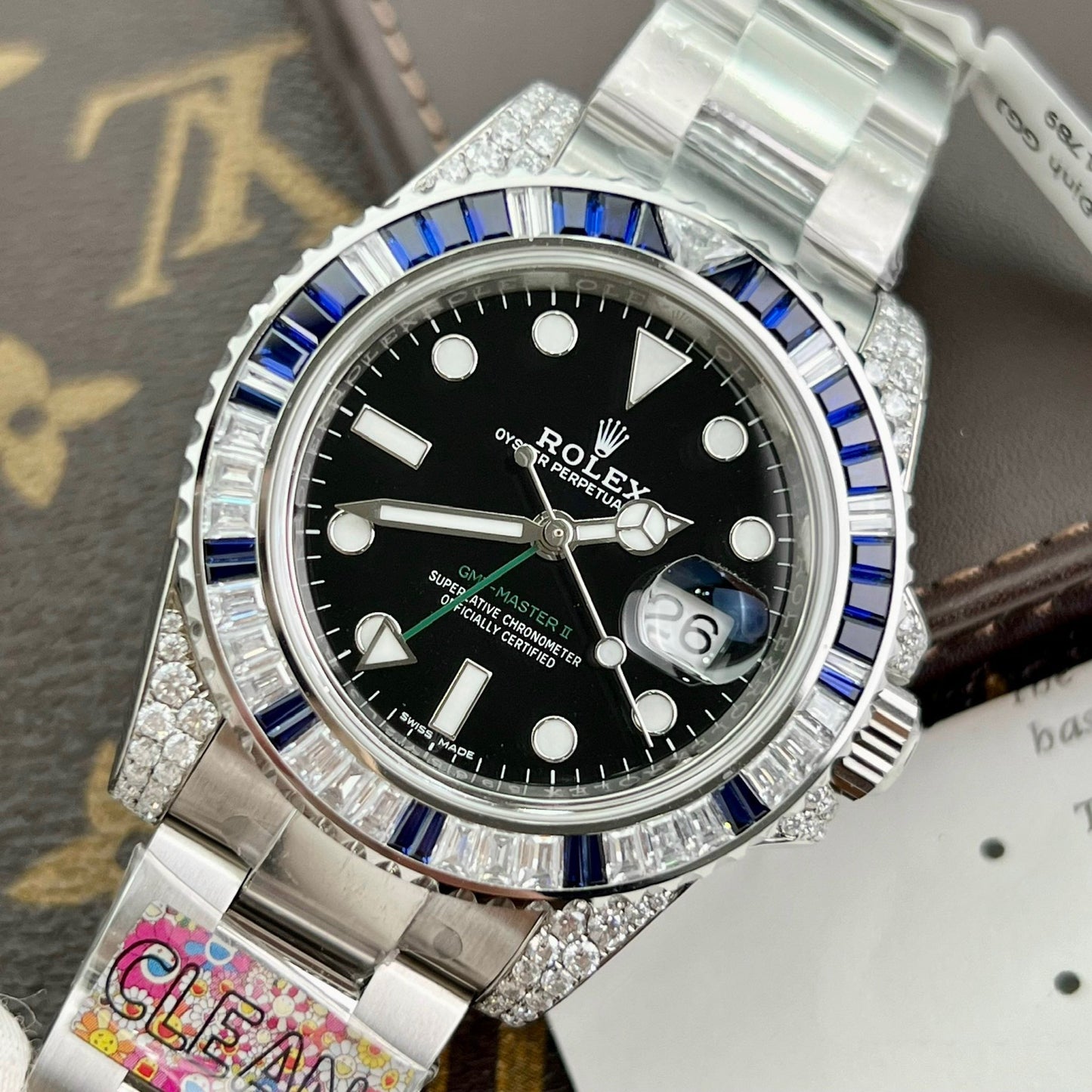 Rolex GMT Master II 116759SARU 1:1 meilleure édition Custom Ruby Sapphire et Moissanite Black Dial