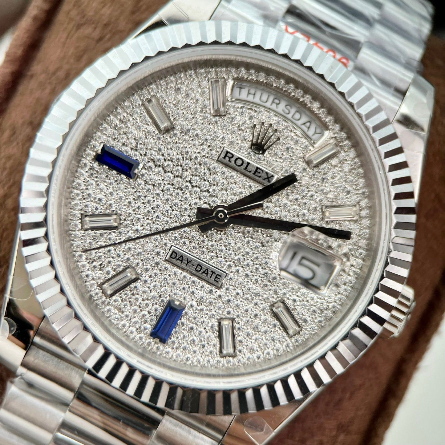 Rolex Day Date 40 228349RBR Cadran pavé de diamants 1: 1 Meilleure édition GM Factory V2 Version à contrepoids