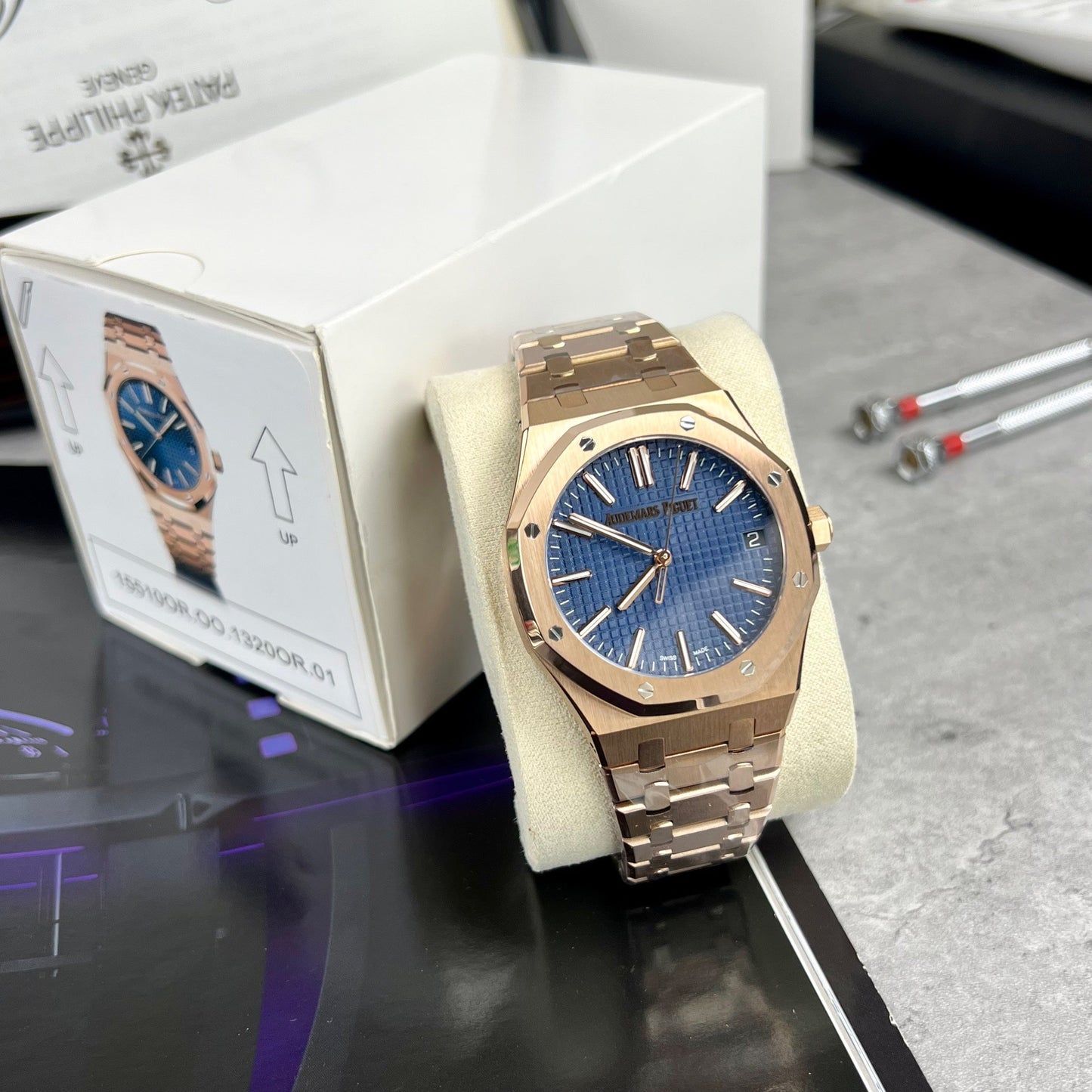 Audemars Piguet Royal Oak 15510 1:1 Meilleure édition APS Factory Blue Dial or rose