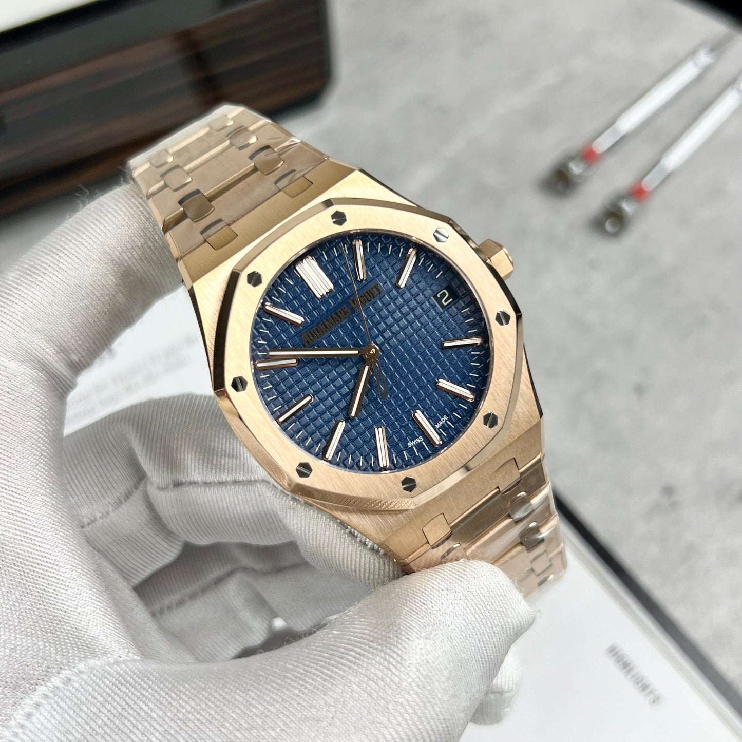 Audemars Piguet Royal Oak 15510 1:1 Meilleure édition APS Factory Blue Dial or rose