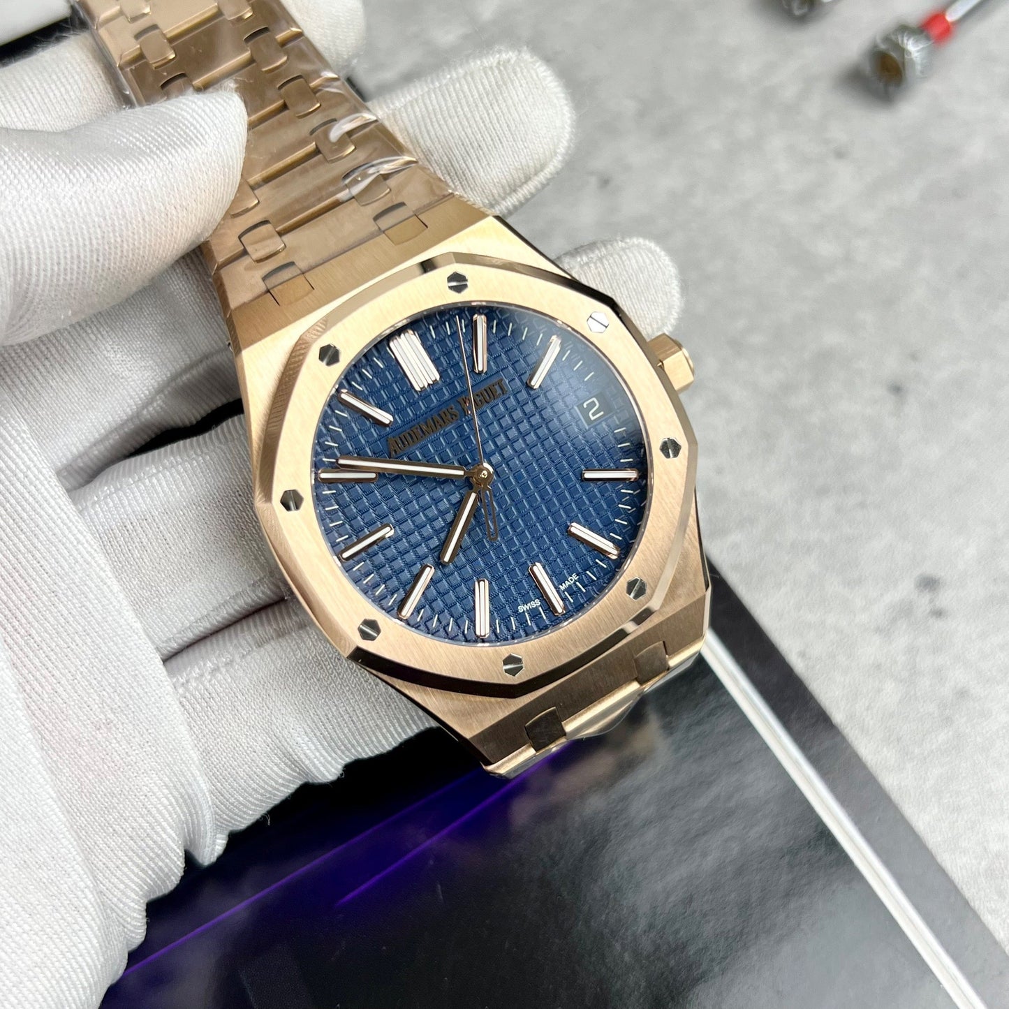 Audemars Piguet Royal Oak 15510 1:1 Meilleure édition APS Factory Blue Dial or rose