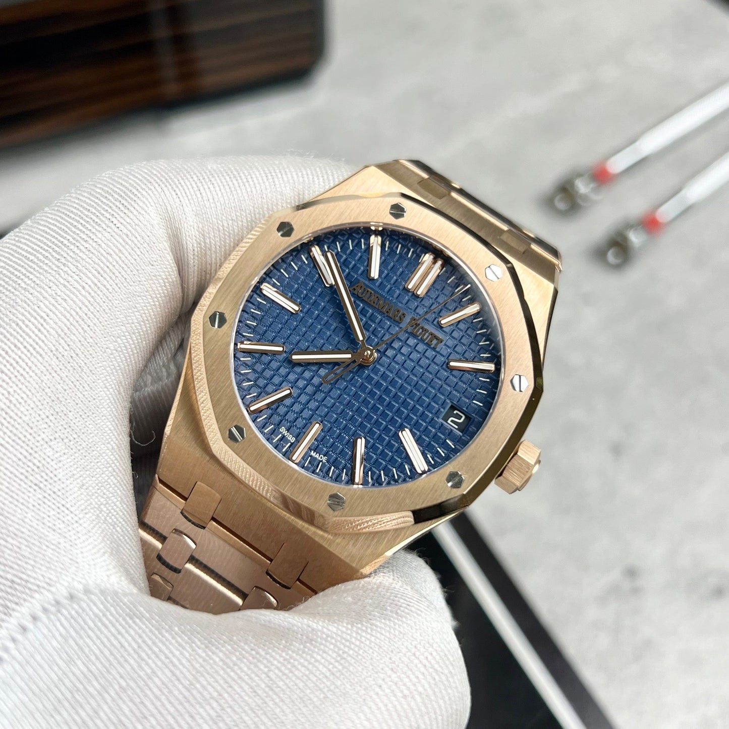 Audemars Piguet Royal Oak 15510 1:1 Meilleure édition APS Factory Blue Dial or rose