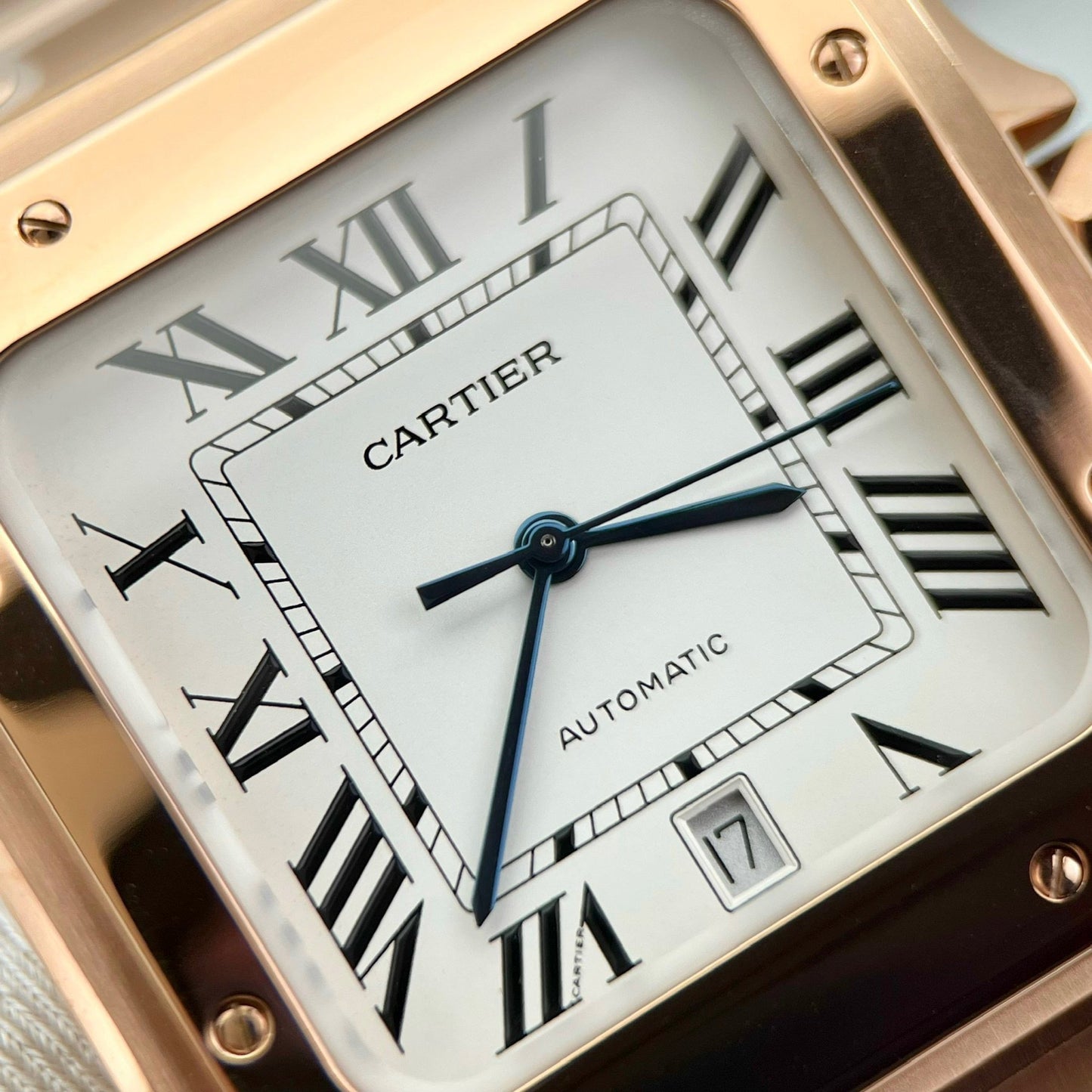 Cartier De Santos Boîtier en acier inoxydable BV Factory 1:1 Meilleure édition Cadran blanc Or rose nouvelle version