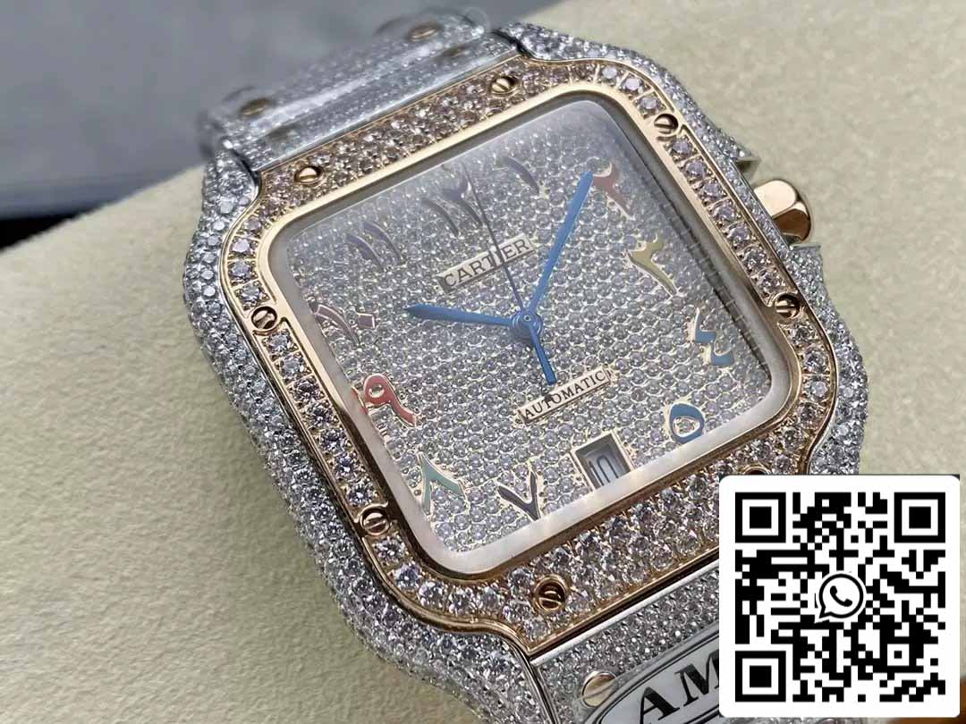 Santos De Cartier Orologi con diamanti Numerico Colore Quadrante in oro rosa 1:1 Migliore edizione AMG Factory Swarovski Stone