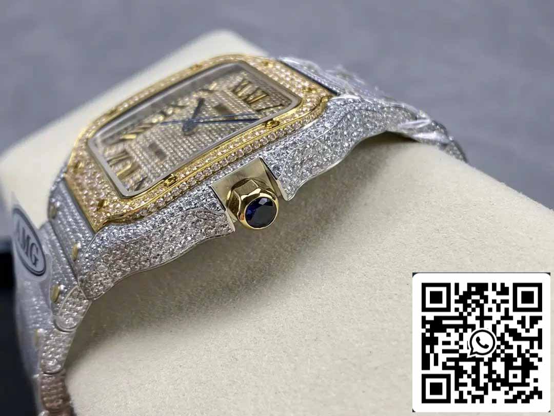 Santos De Cartier Diamante Número romano Esfera Oro amarillo 1:1 Mejor edición AMG Factory Swarovski Piedra