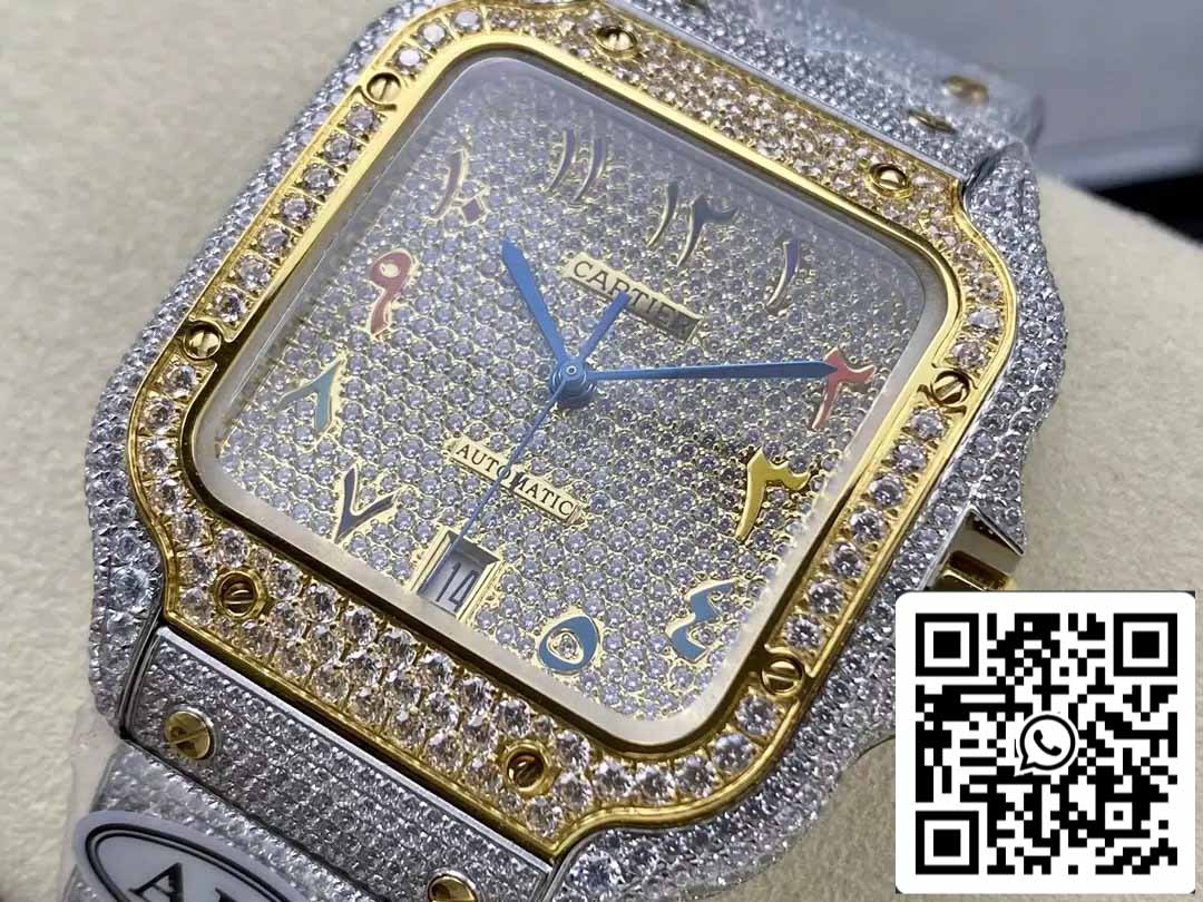 Santos De Cartier Diamant Numérique Cadran Couleur Or Jaune 1:1 Meilleure Édition AMG Factory Swarovski Stone