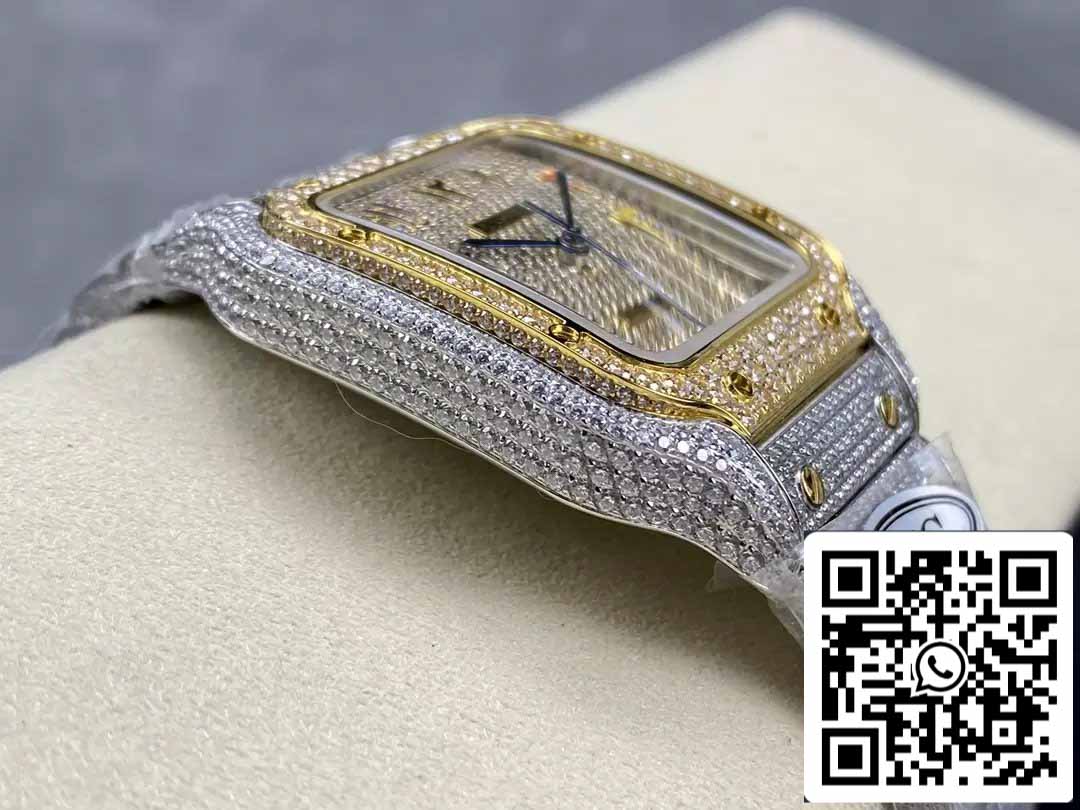 Santos De Cartier Diamant Numérique Cadran Couleur Or Jaune 1:1 Meilleure Édition AMG Factory Swarovski Stone