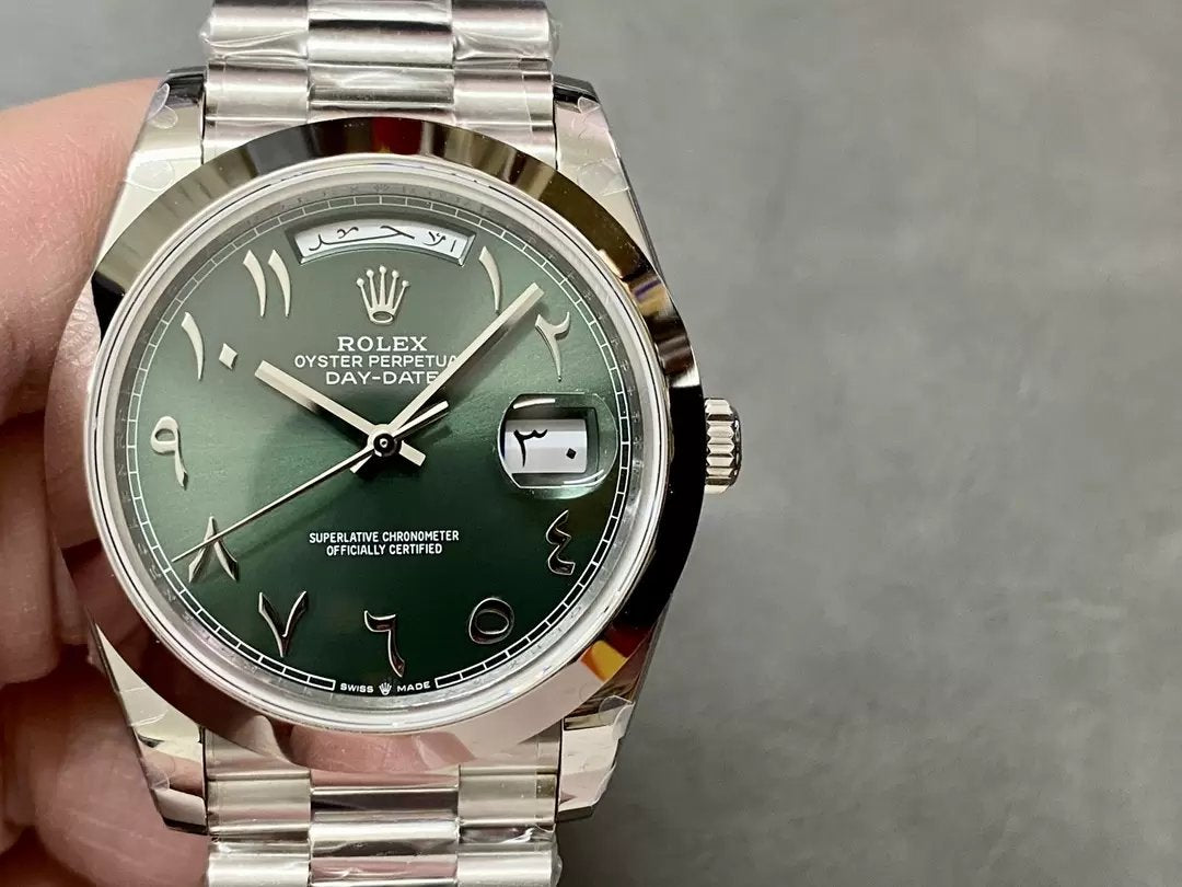 Rolex Day Date 40 M228206-0048 Cadran vert arabe 1: 1 Meilleure édition GM Factory V3 Version contrepoids