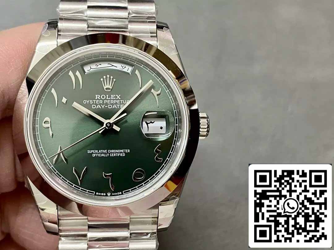 Rolex Day Date 40 M228206-0048 Cadran vert arabe 1: 1 Meilleure édition GM Factory V3 Version contrepoids