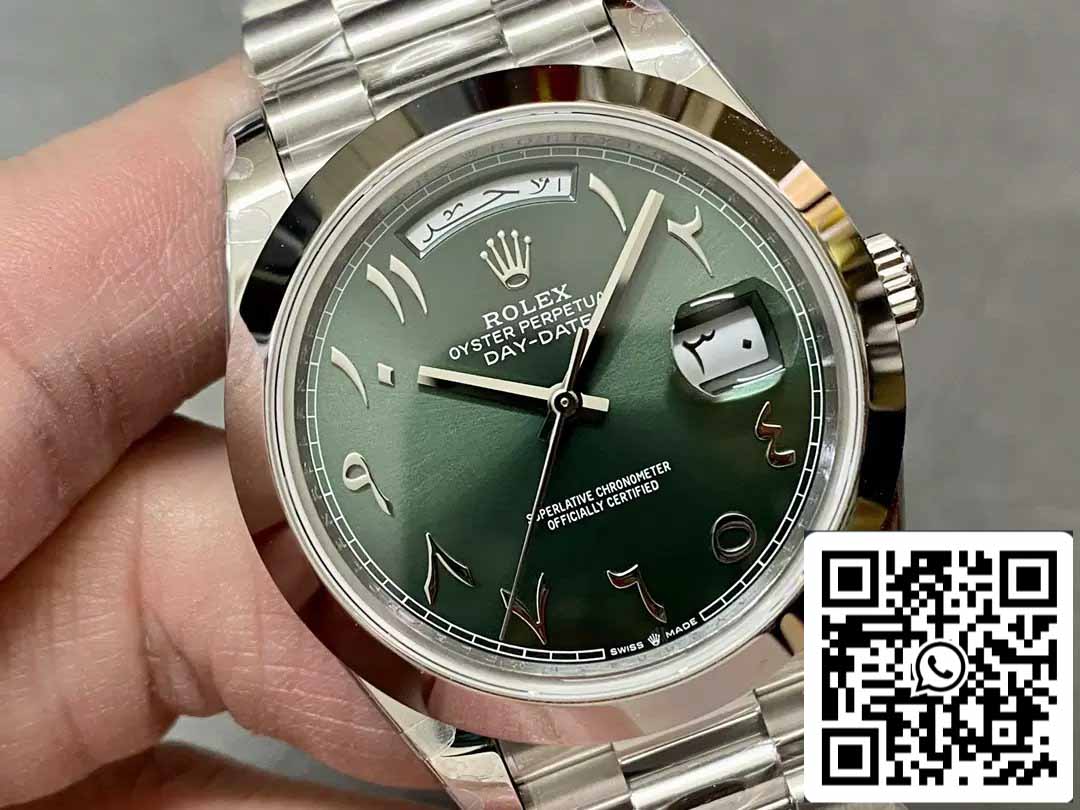 Rolex Day Date 40 M228206-0048 Cadran vert arabe 1: 1 Meilleure édition GM Factory V3 Version contrepoids