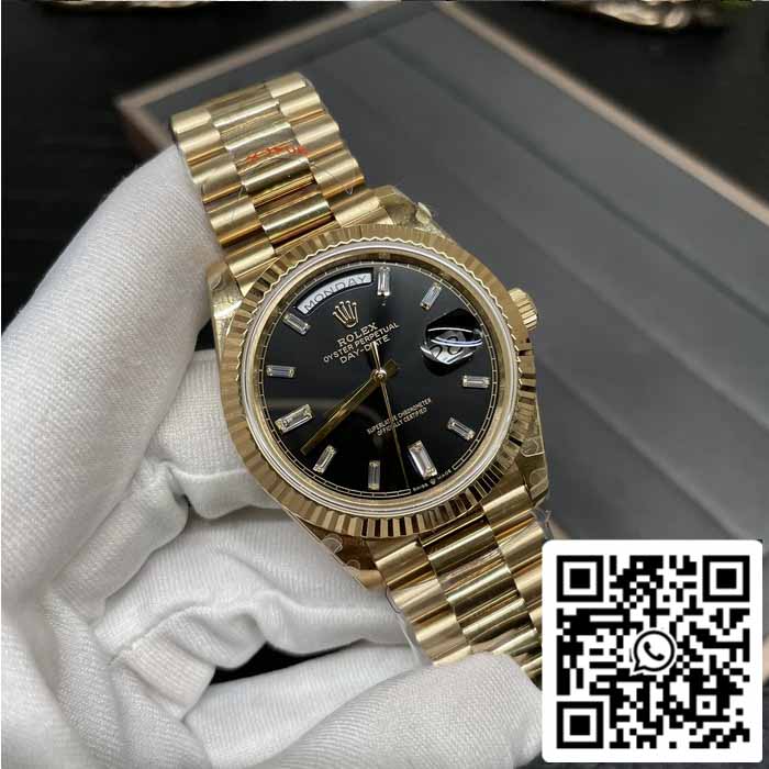 Rolex Day Date 40 M228238 -0004 Cadran diamant noir 1: 1 Meilleure édition GM Factory V3 Version contrepoids