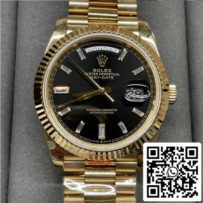 Rolex Day Date 40 M228238 -0004 Cadran diamant noir 1: 1 Meilleure édition GM Factory V3 Version contrepoids