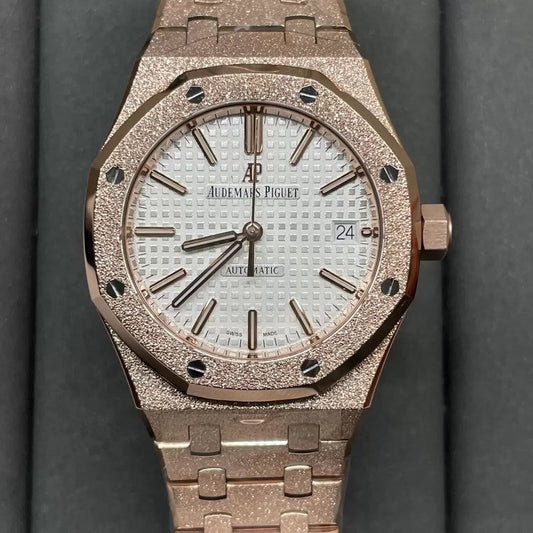 Audemars Piguet 15454OR.GG.1259OR.01 Frost Gold 1:1 mejor edición APS Factory Esfera blanca Oro rosa