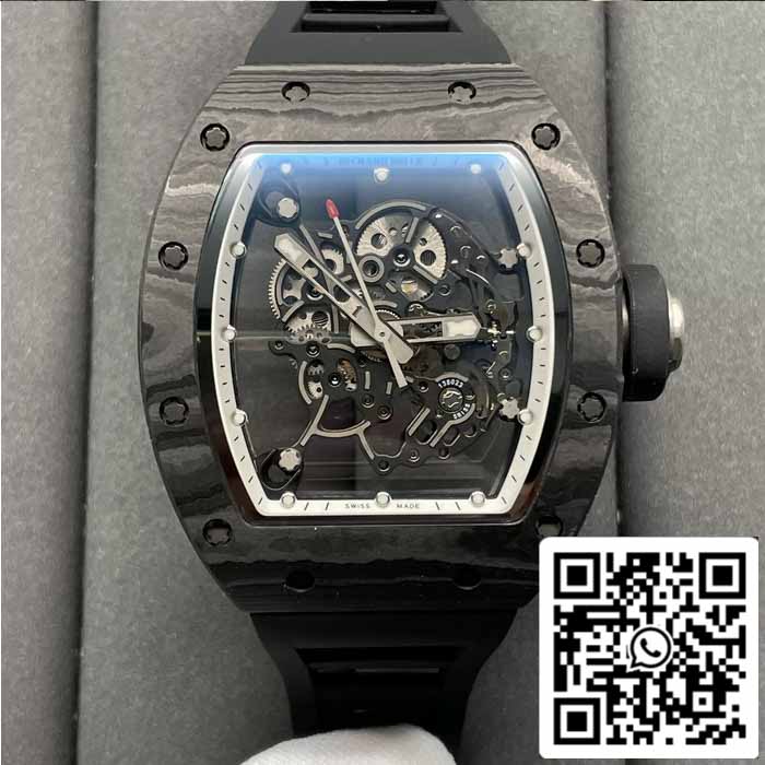 RICHARD MILLE RM055 NTPT Fibre de carbone 1:1 Meilleure édition BBR Factory [V3] Bracelet en caoutchouc noir