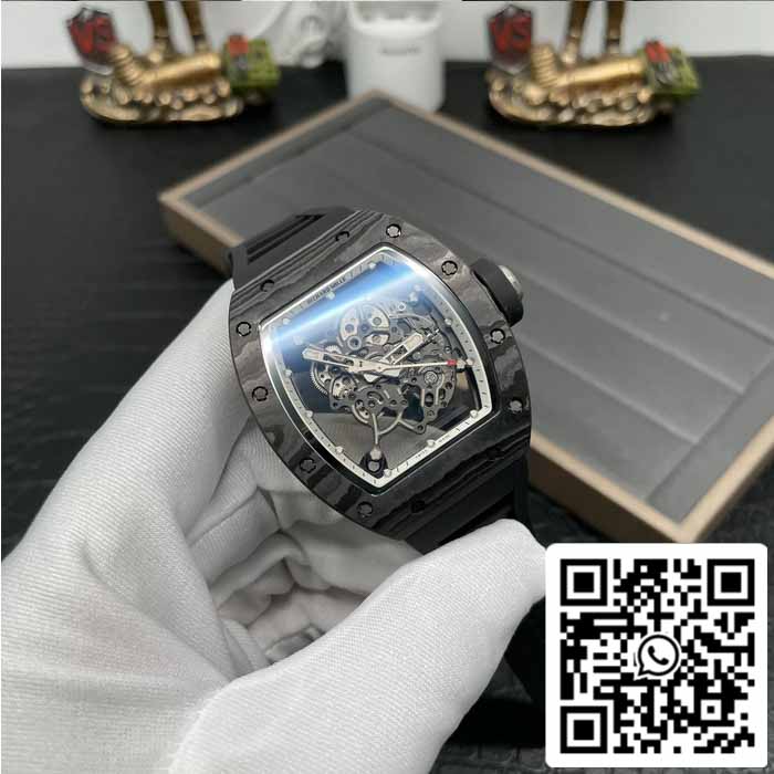 RICHARD MILLE RM055 NTPT Fibre de carbone 1:1 Meilleure édition BBR Factory [V3] Bracelet en caoutchouc noir