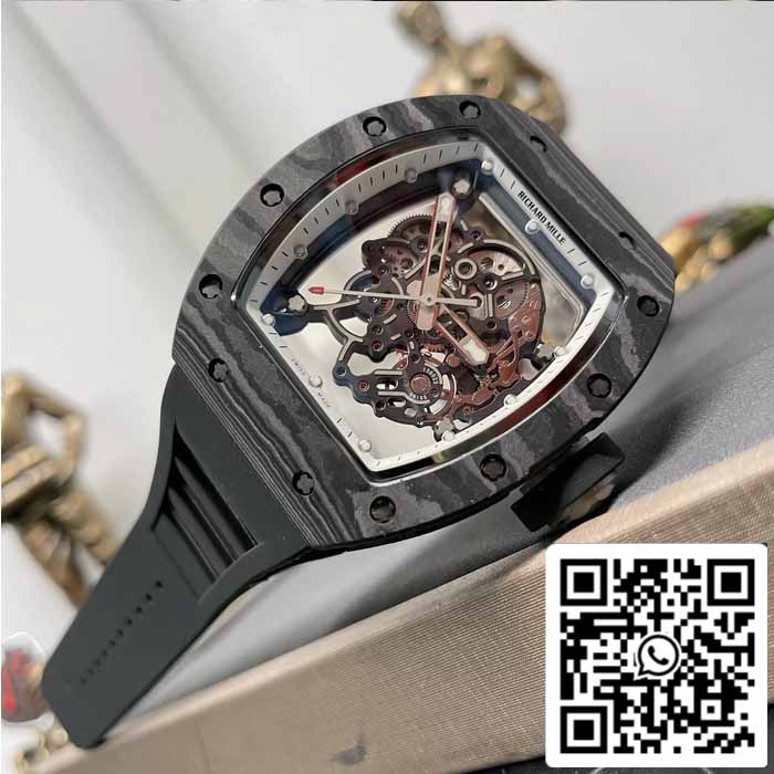 RICHARD MILLE RM055 NTPT Fibre de carbone 1:1 Meilleure édition BBR Factory [V3] Bracelet en caoutchouc noir